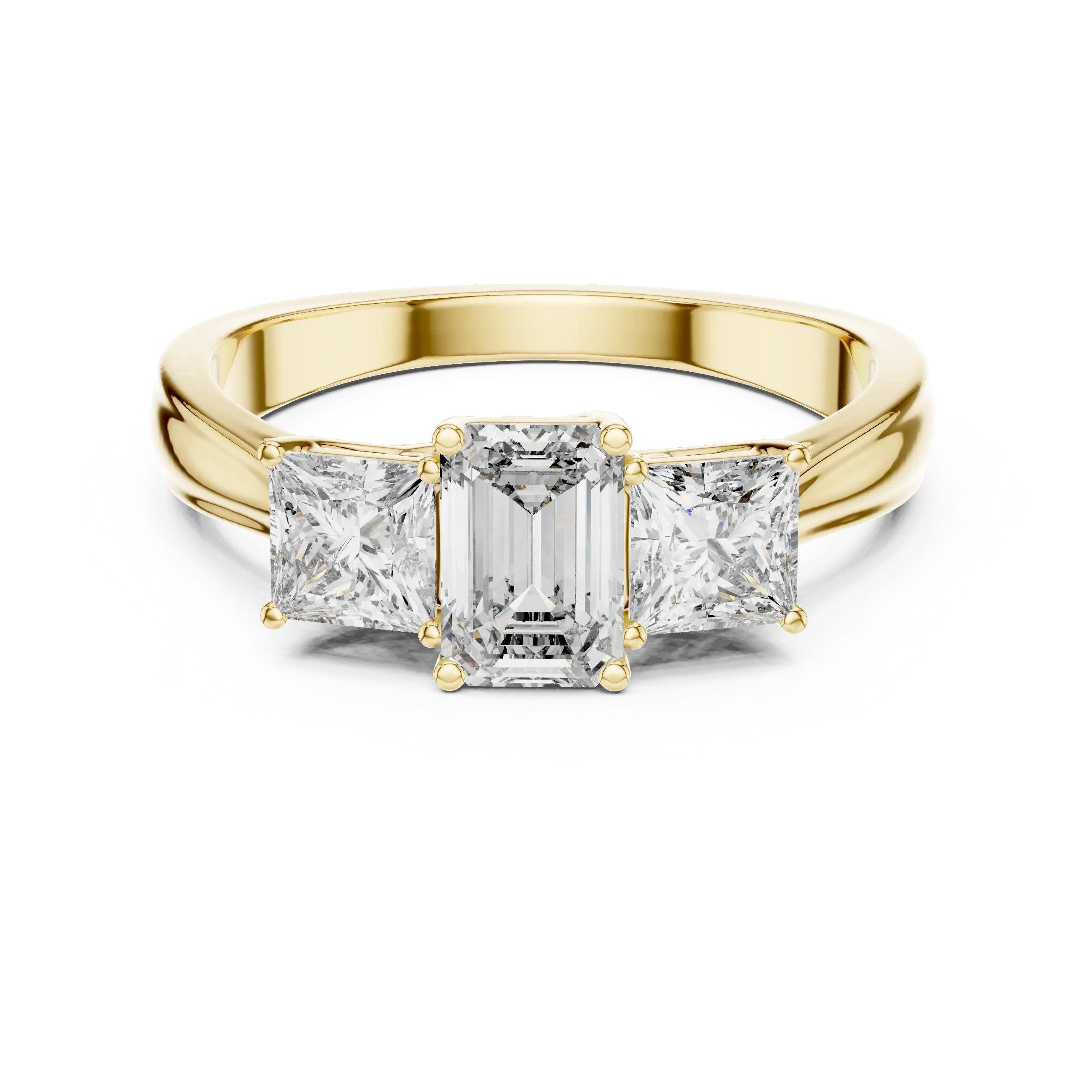 MJR007 - Emerald Cut Three Stone Engagement Ring