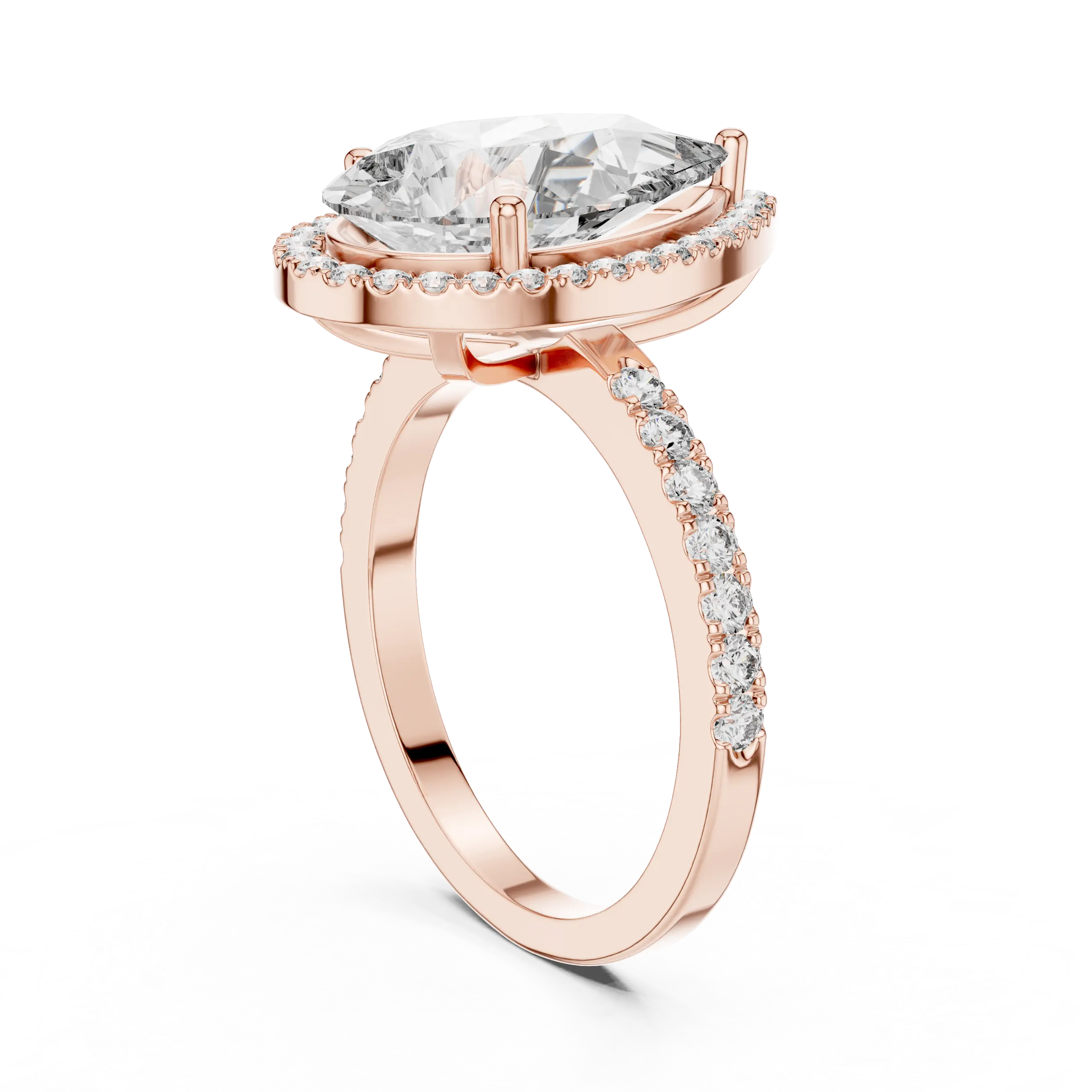 MJR015 - Pear Cut Halo Engagement Ring