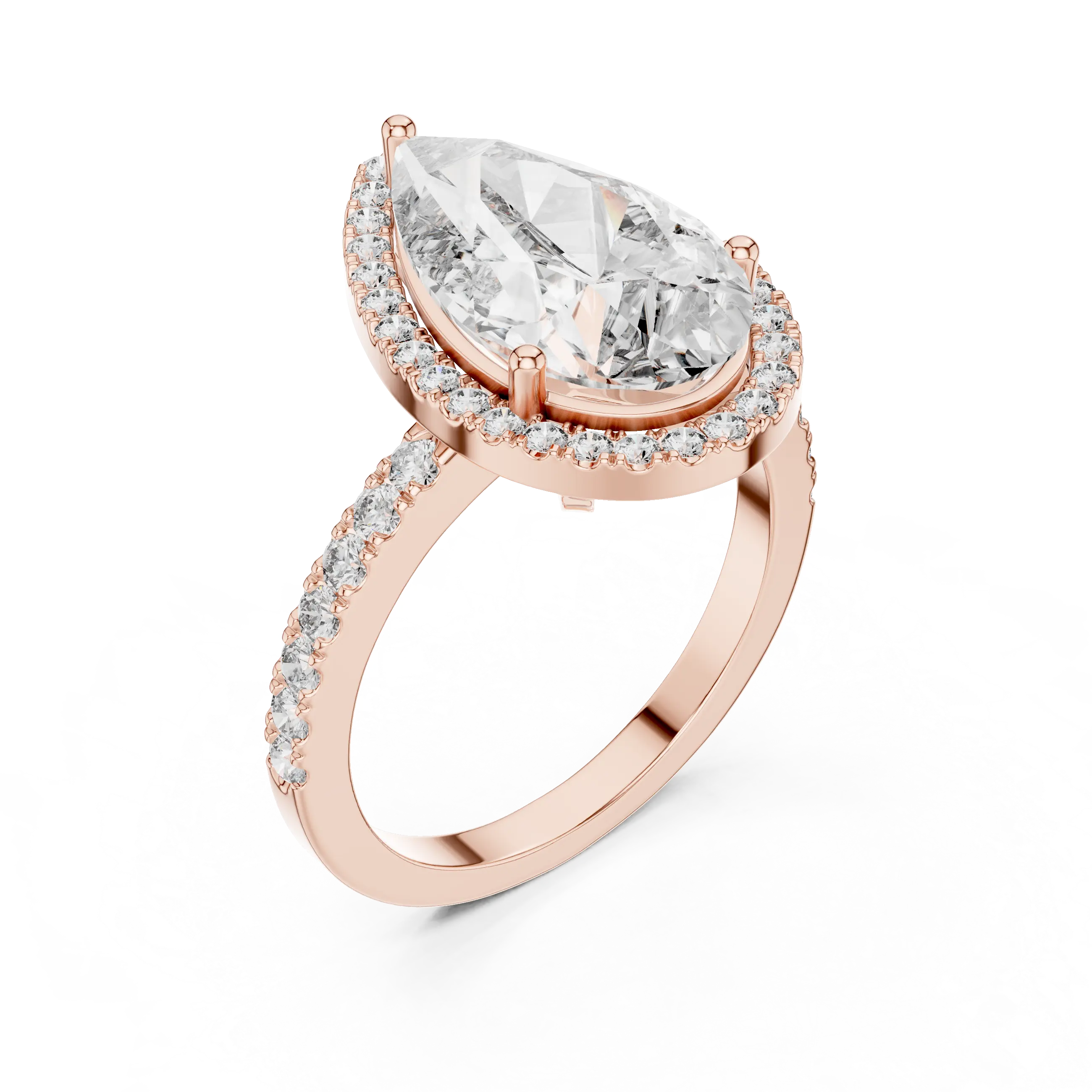 MJR015 - Pear Cut Halo Engagement Ring