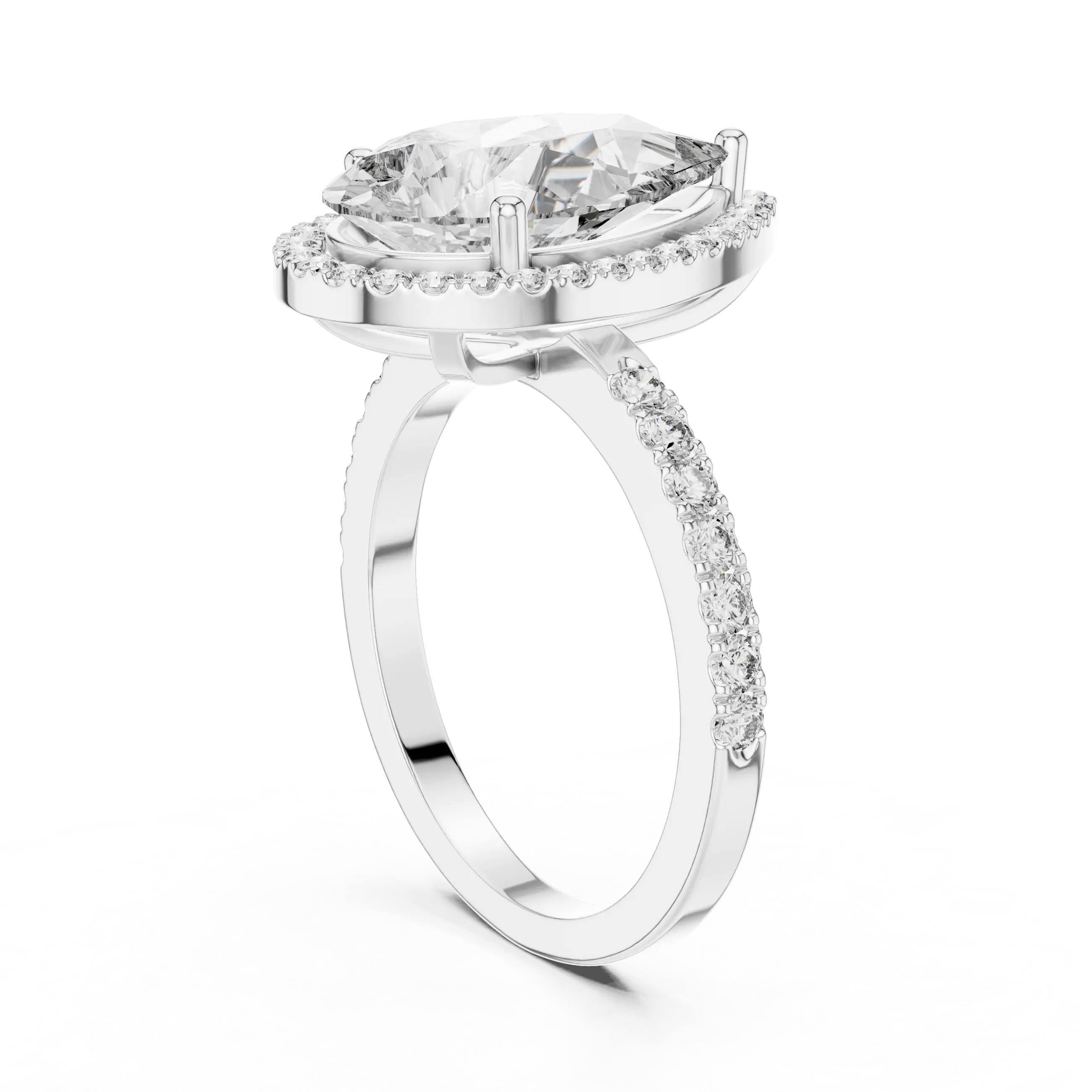 MJR015 - Pear Cut Halo Engagement Ring