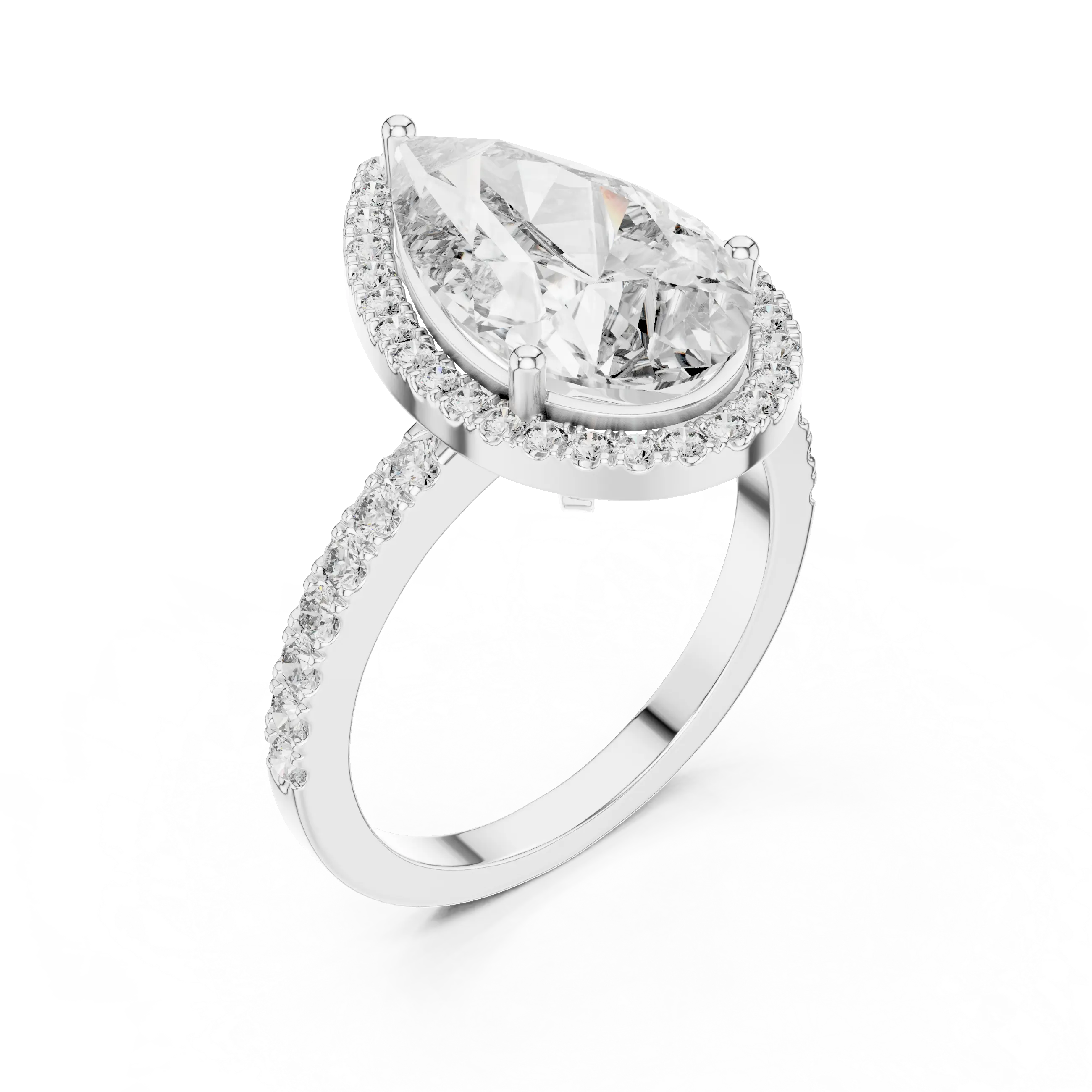 MJR015 - Pear Cut Halo Engagement Ring
