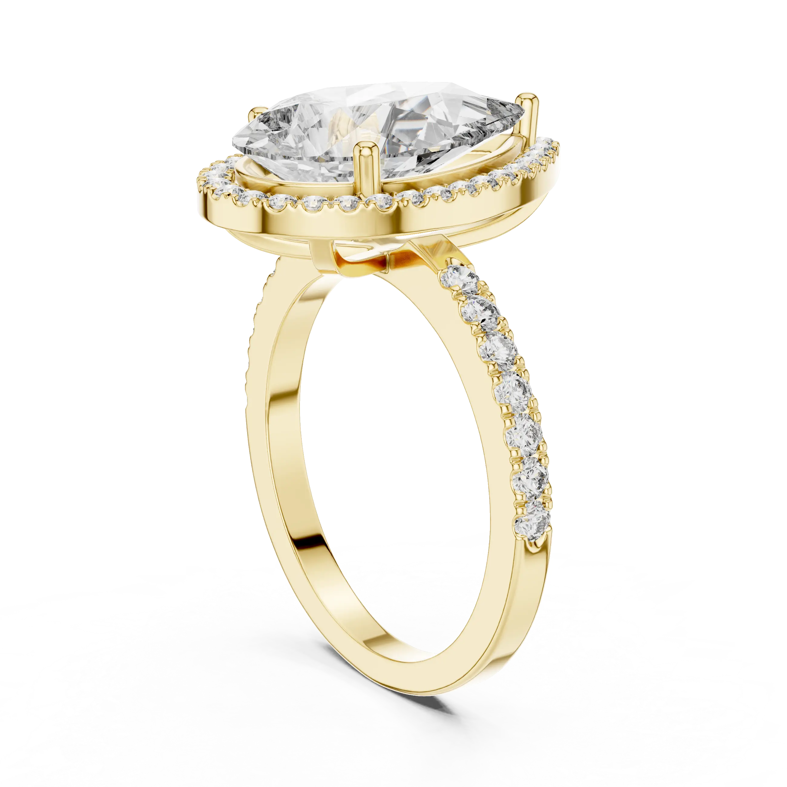 MJR015 - Pear Cut Halo Engagement Ring
