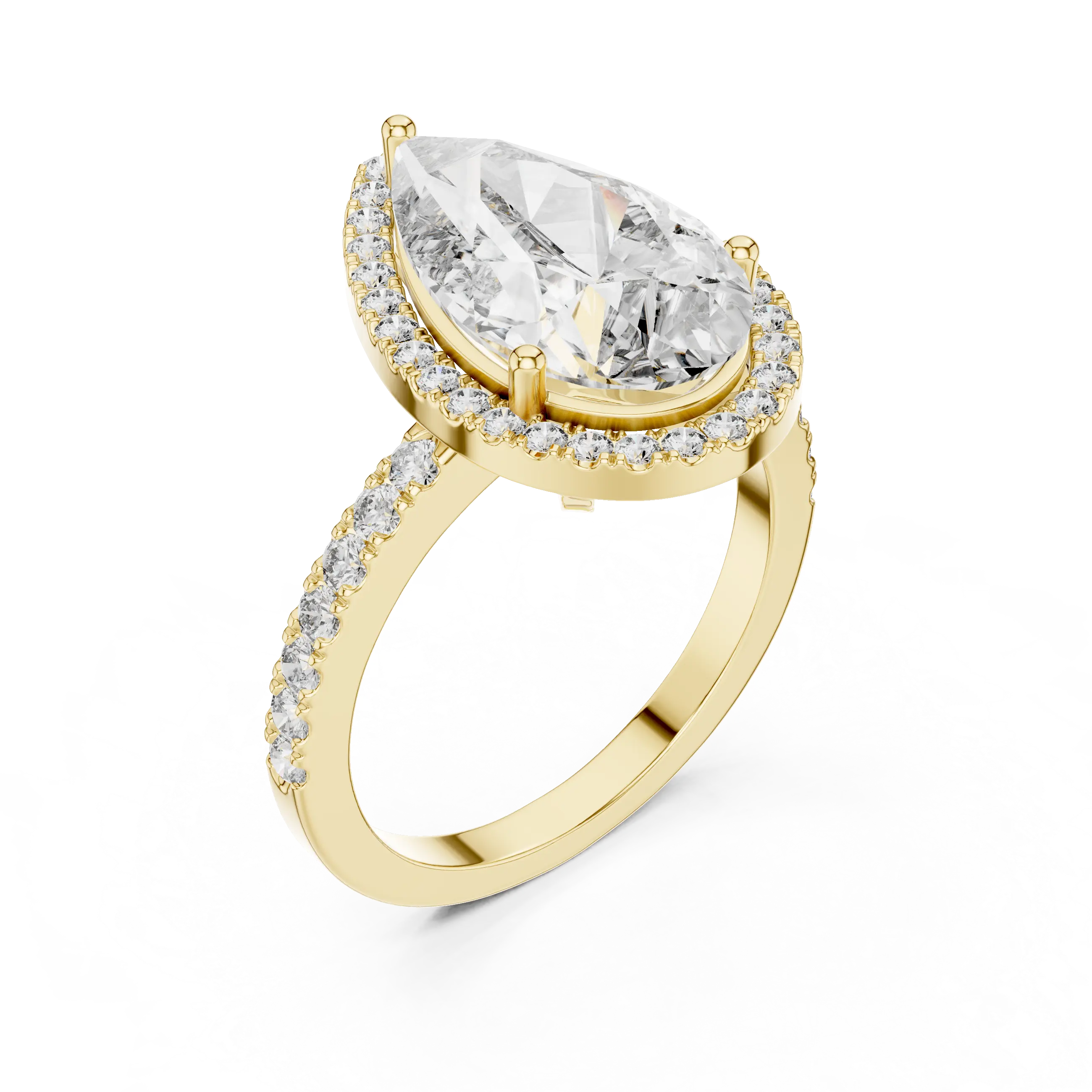 MJR015 - Pear Cut Halo Engagement Ring