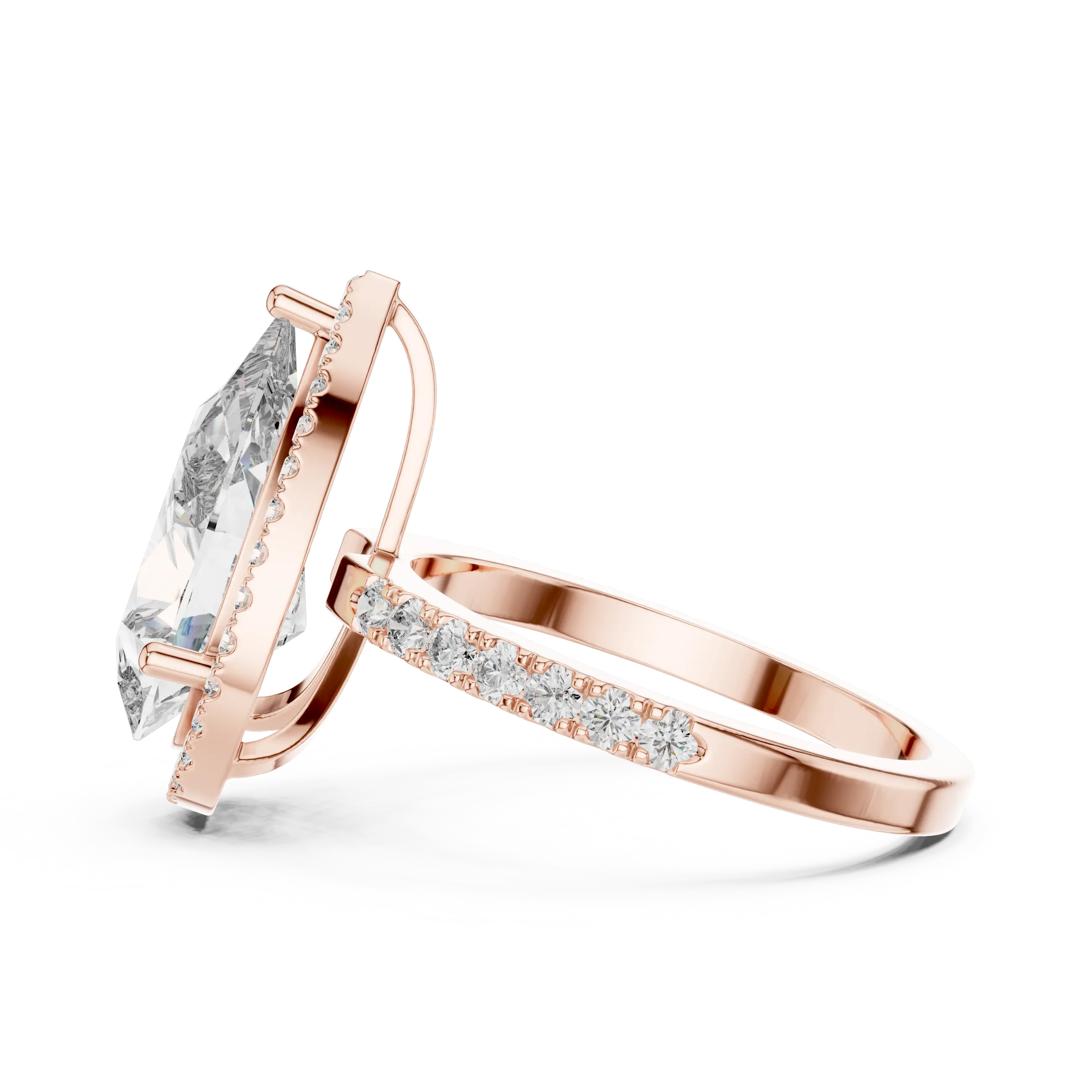 MJR015 - Pear Cut Halo Engagement Ring