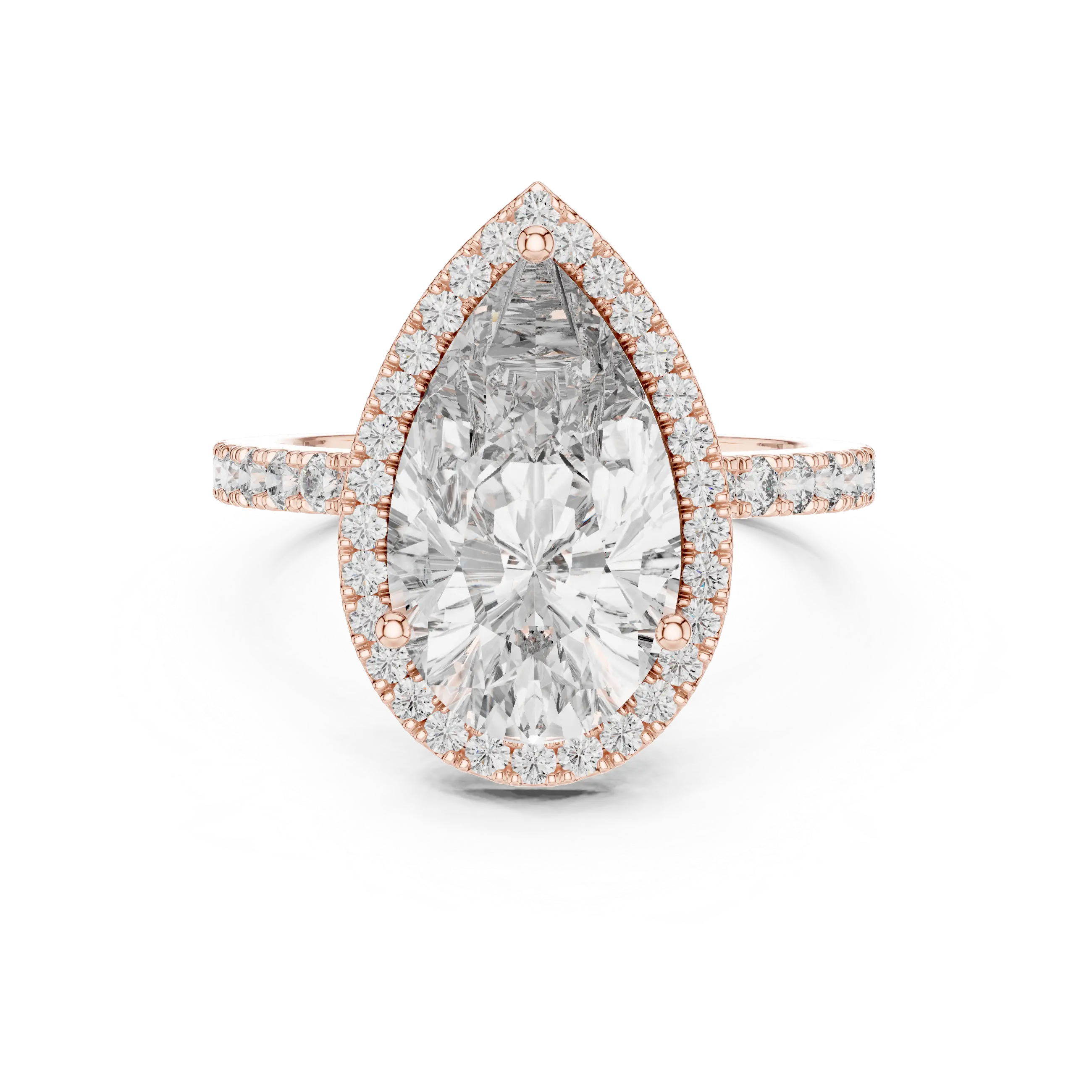 MJR015 - Pear Cut Halo Engagement Ring