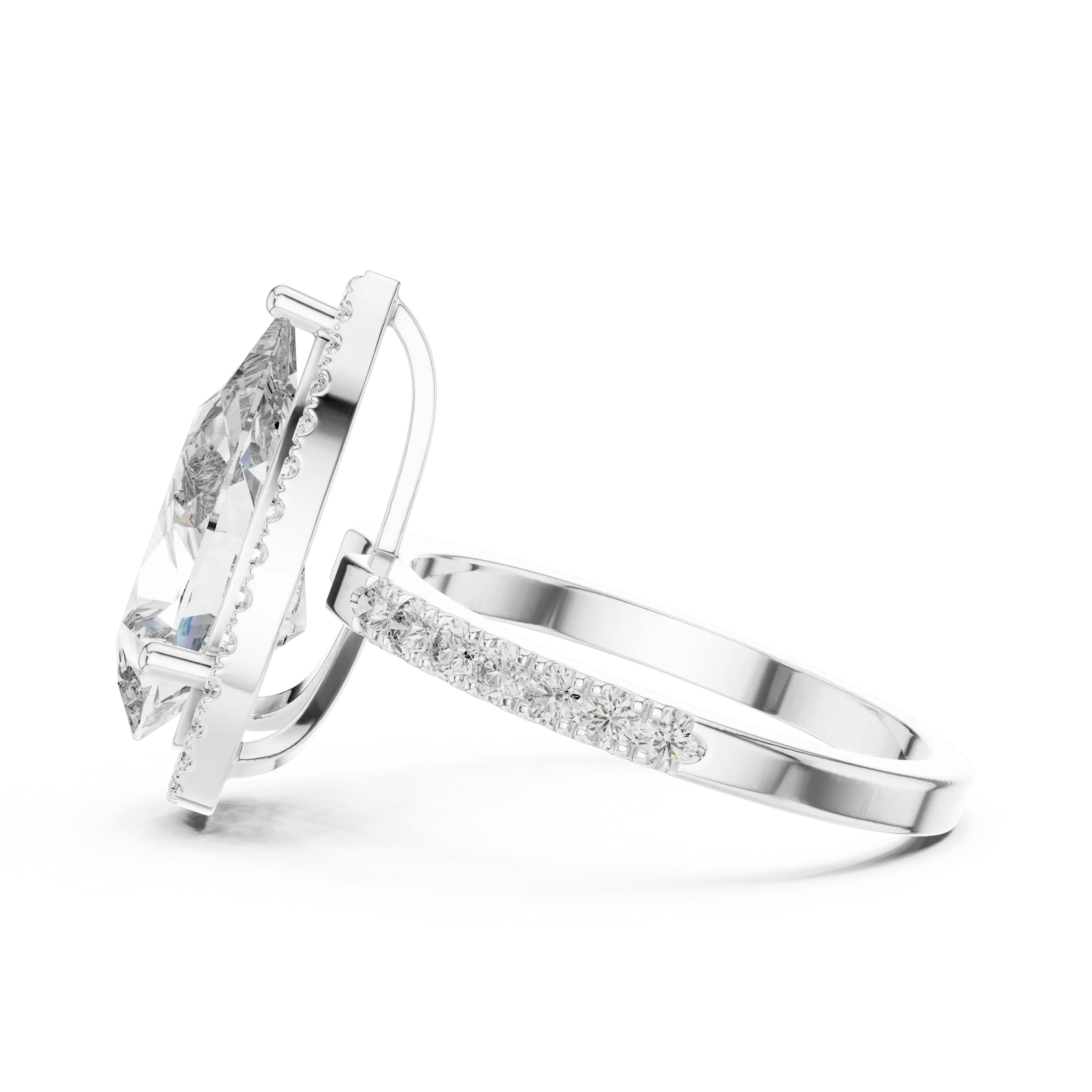 MJR015 - Pear Cut Halo Engagement Ring