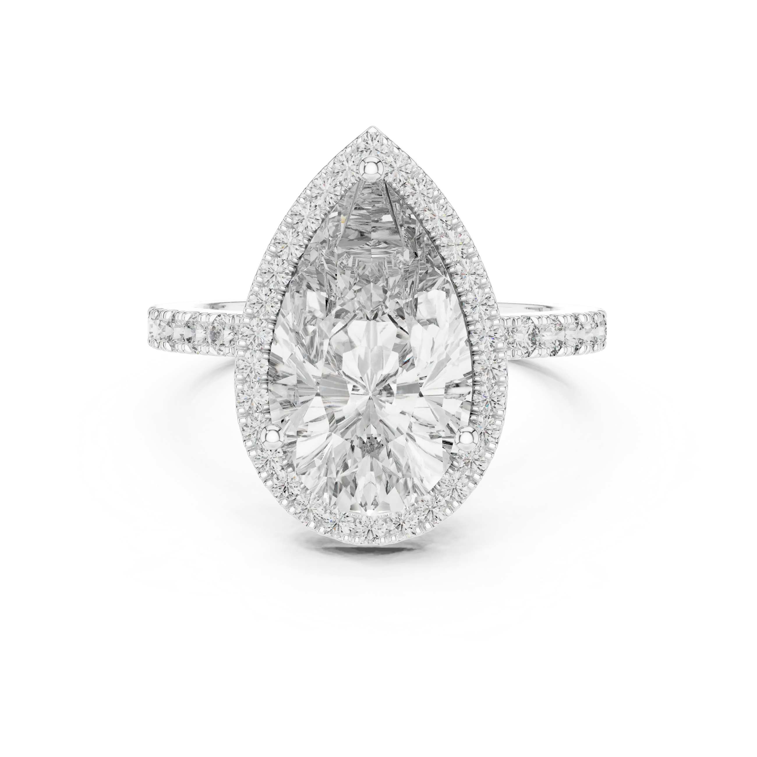 MJR015 - Pear Cut Halo Engagement Ring