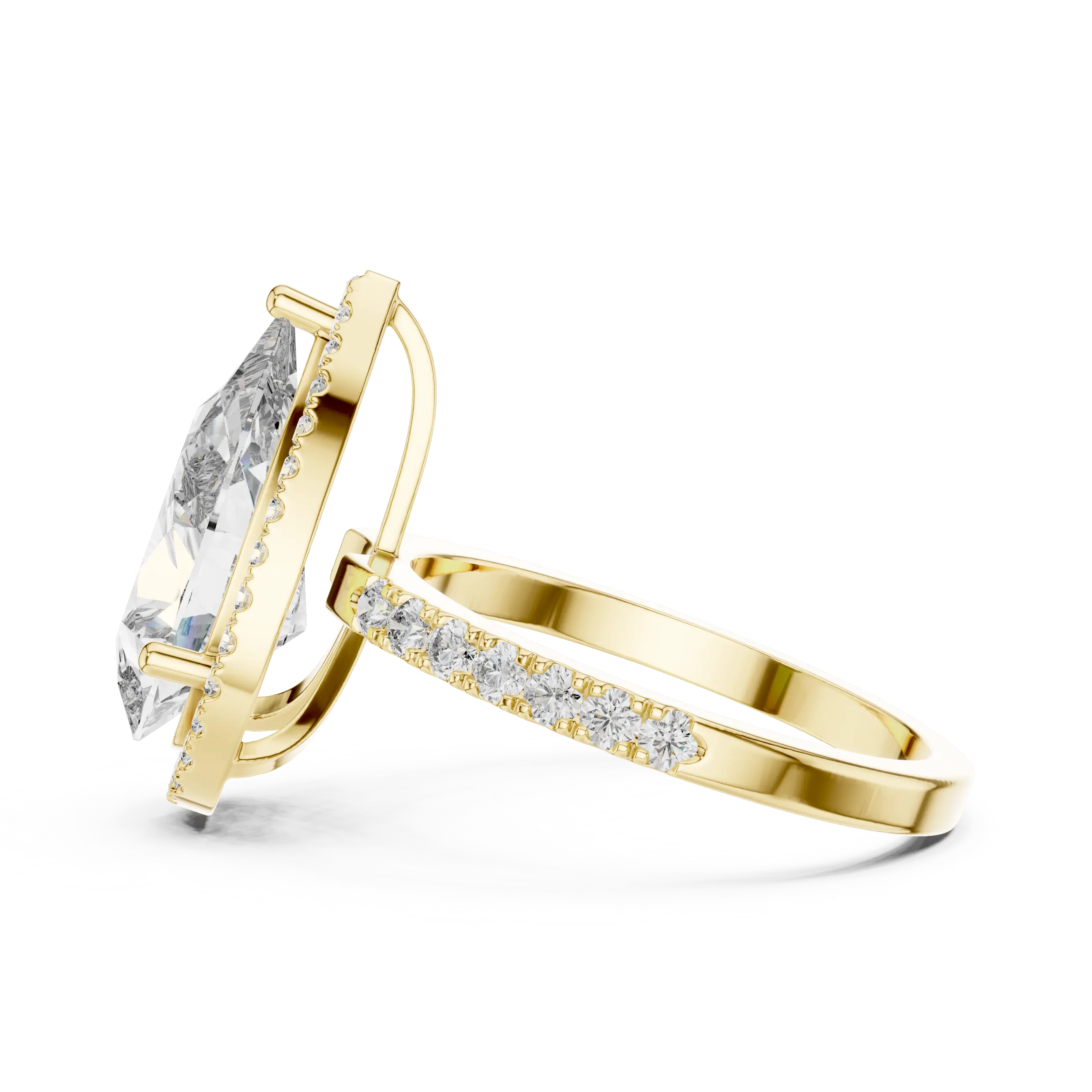 MJR015 - Pear Cut Halo Engagement Ring