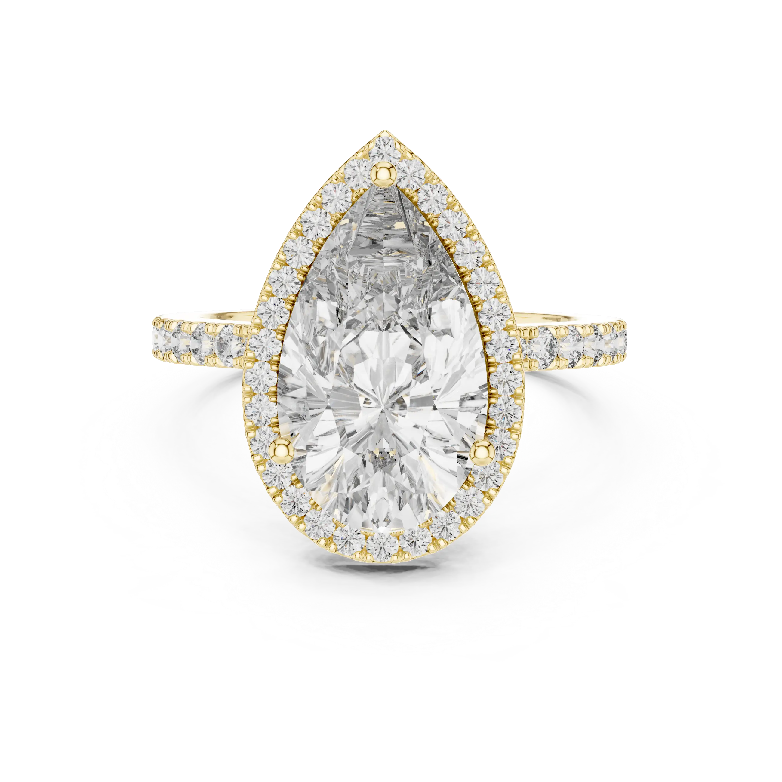 MJR015 - Pear Cut Halo Engagement Ring