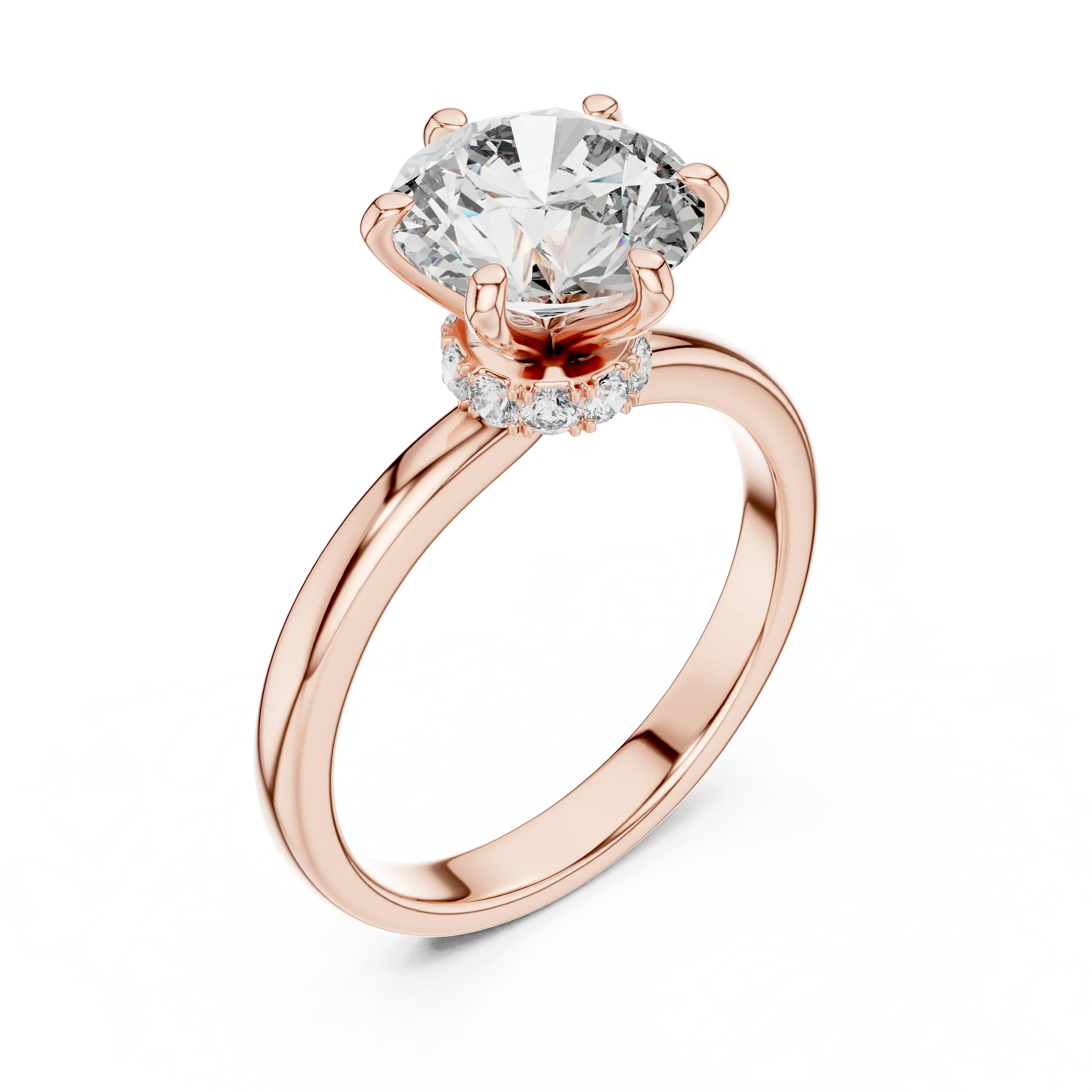 MJR017 - Round Brilliant Hidden Halo Solitaire Ring