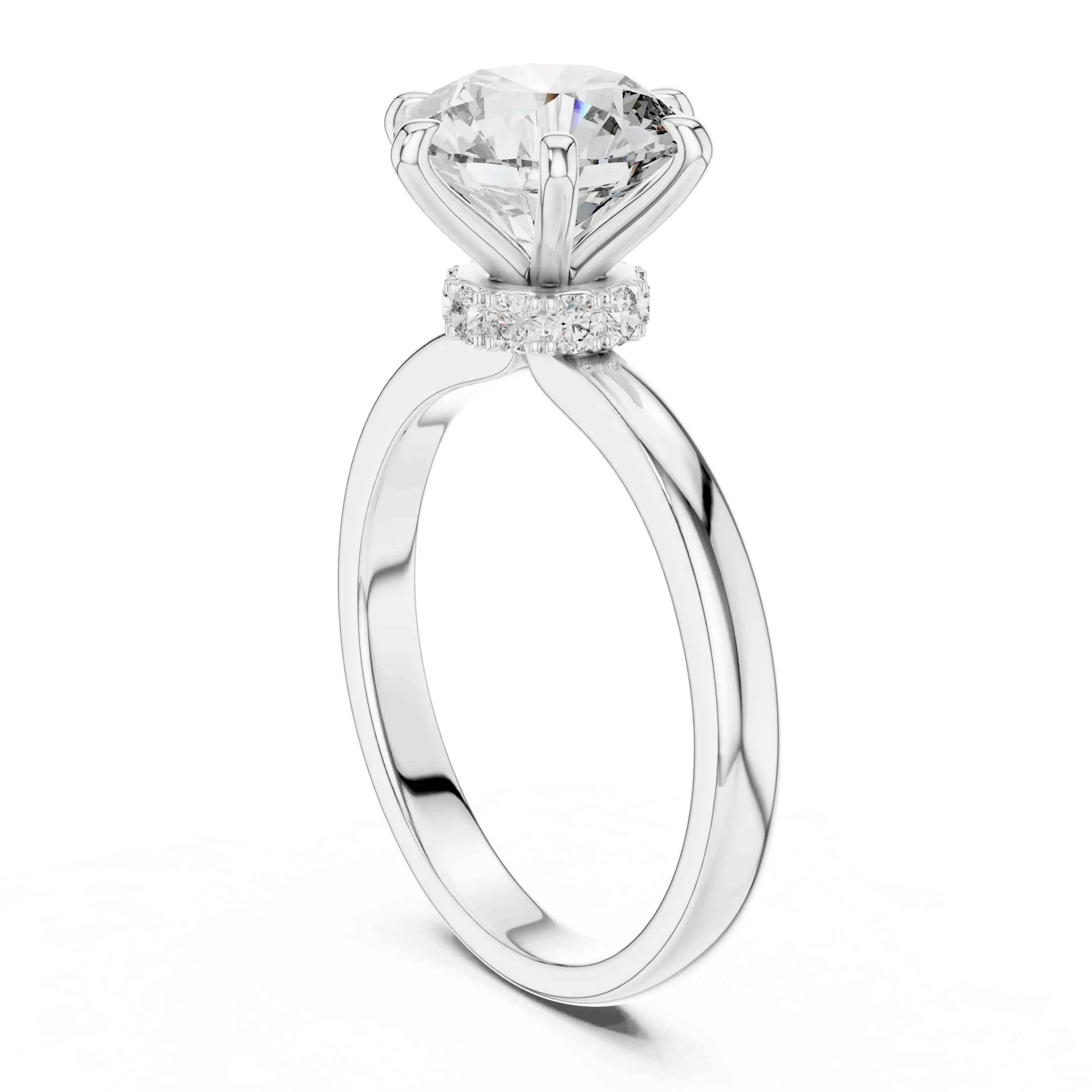 MJR017 - Round Brilliant Hidden Halo Solitaire Ring