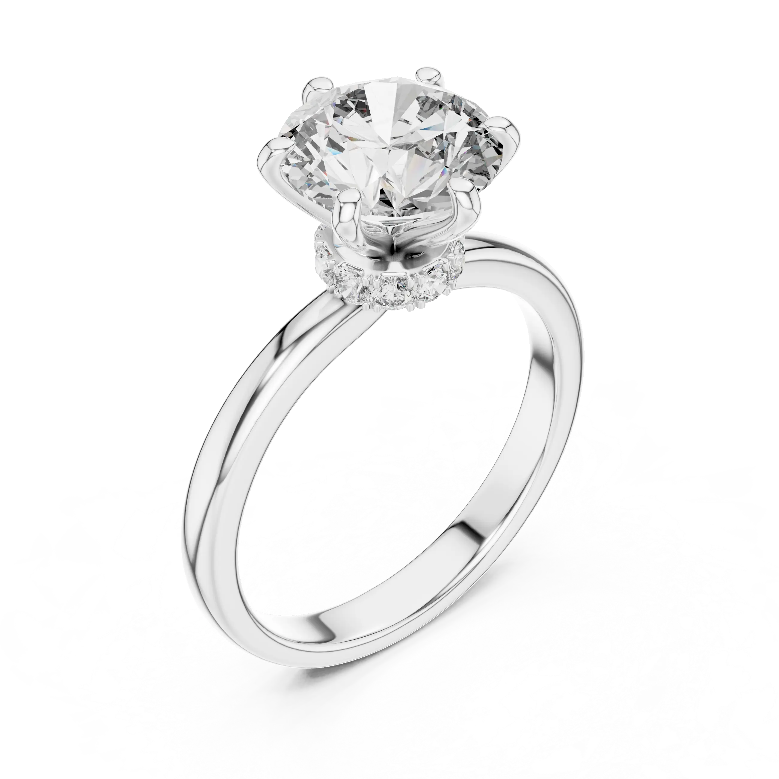 MJR017 - Round Brilliant Hidden Halo Solitaire Ring