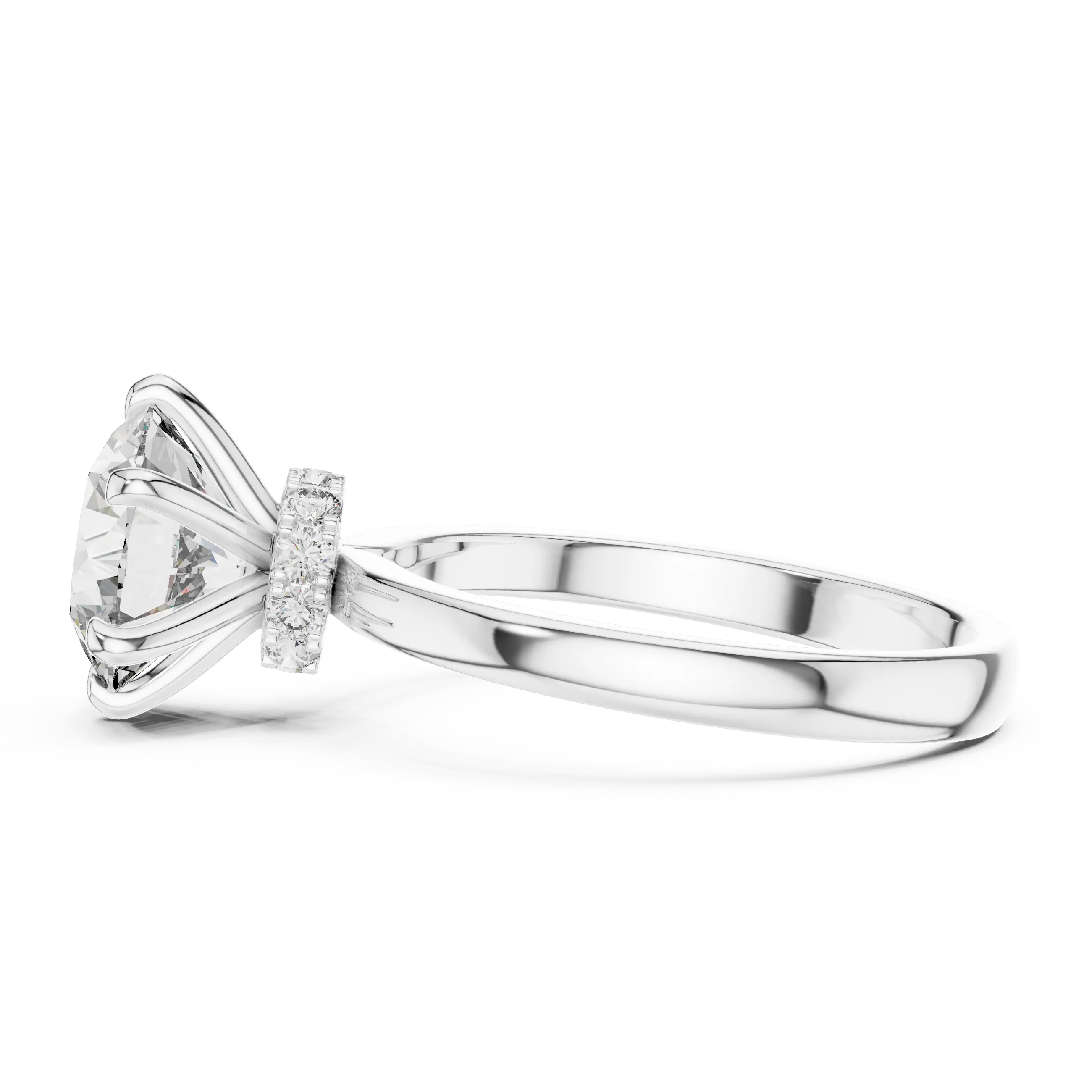 MJR017 - Round Brilliant Hidden Halo Solitaire Ring