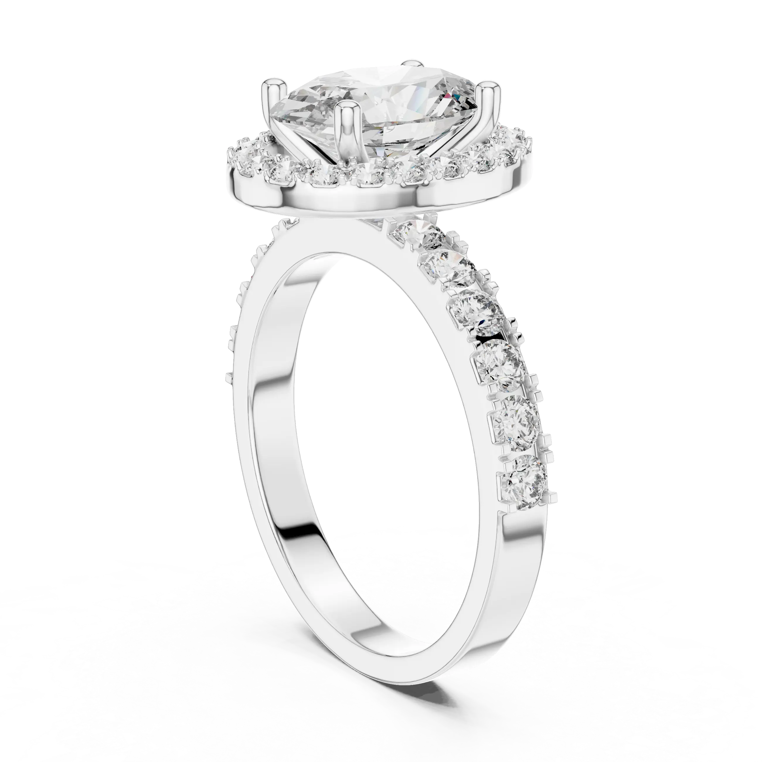 MJR019 - Oval Cut Halo Engagement Ring