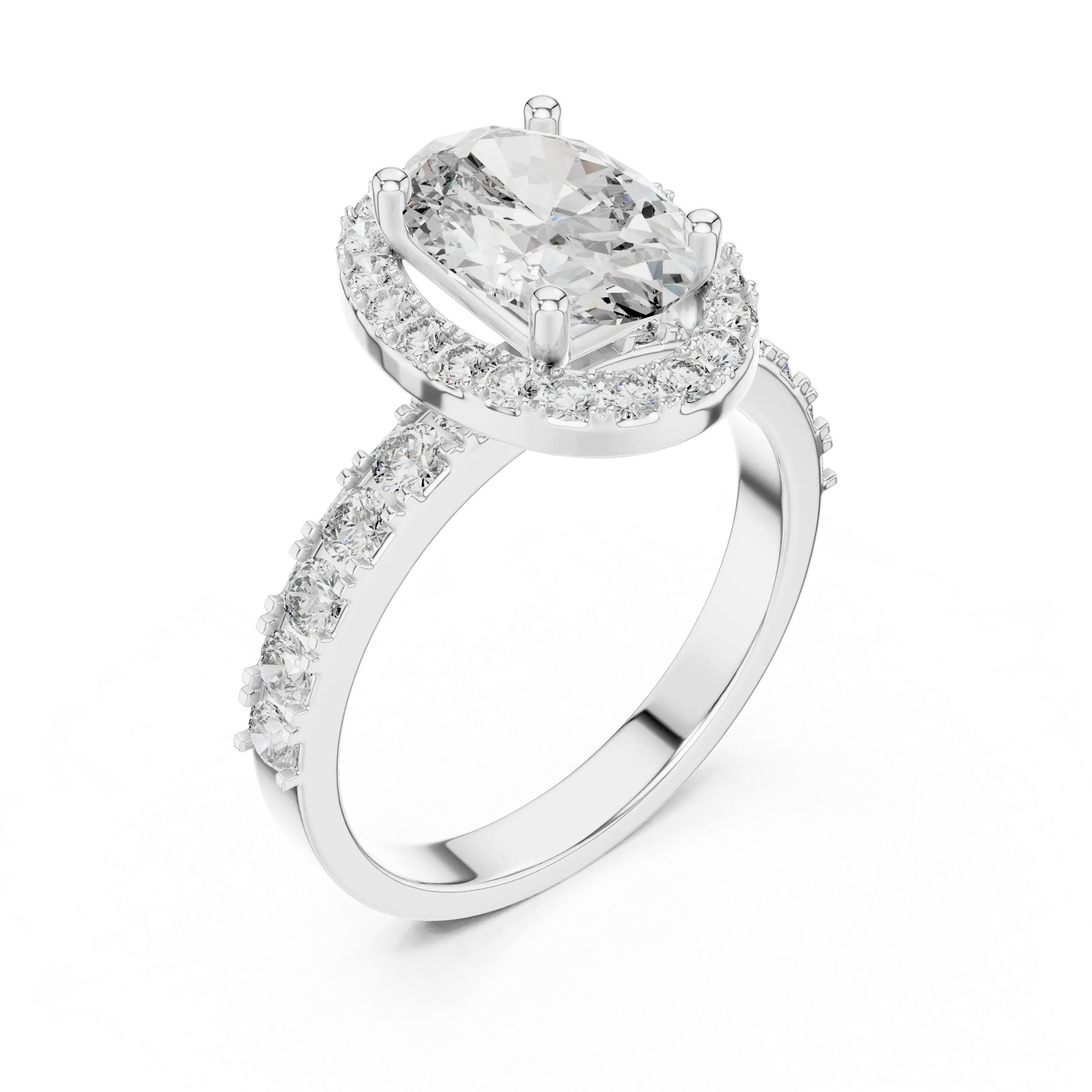 MJR019 - Oval Cut Halo Engagement Ring
