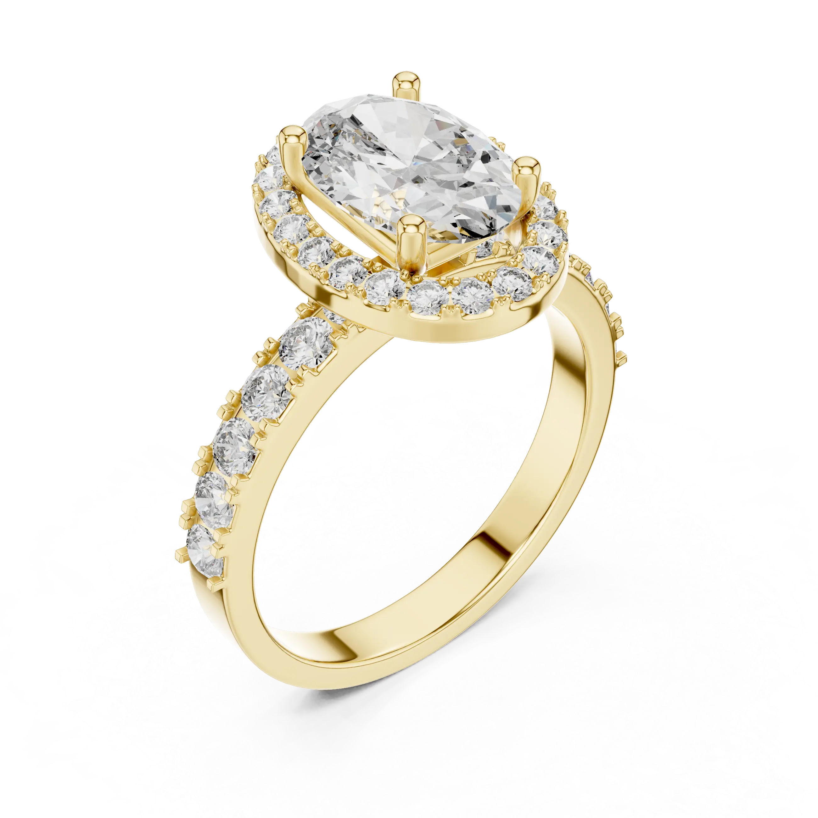 MJR019 - Oval Cut Halo Engagement Ring