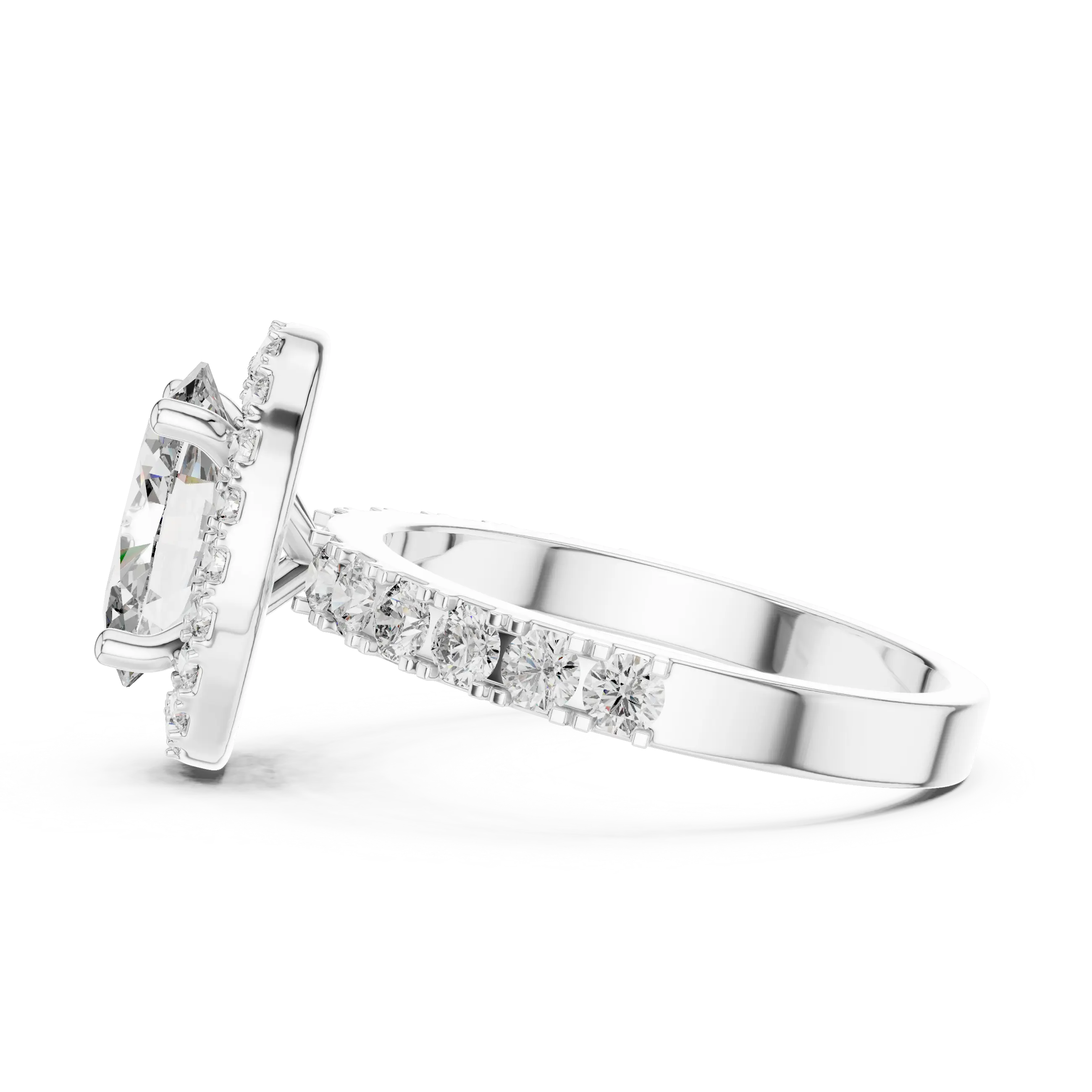 MJR019 - Oval Cut Halo Engagement Ring