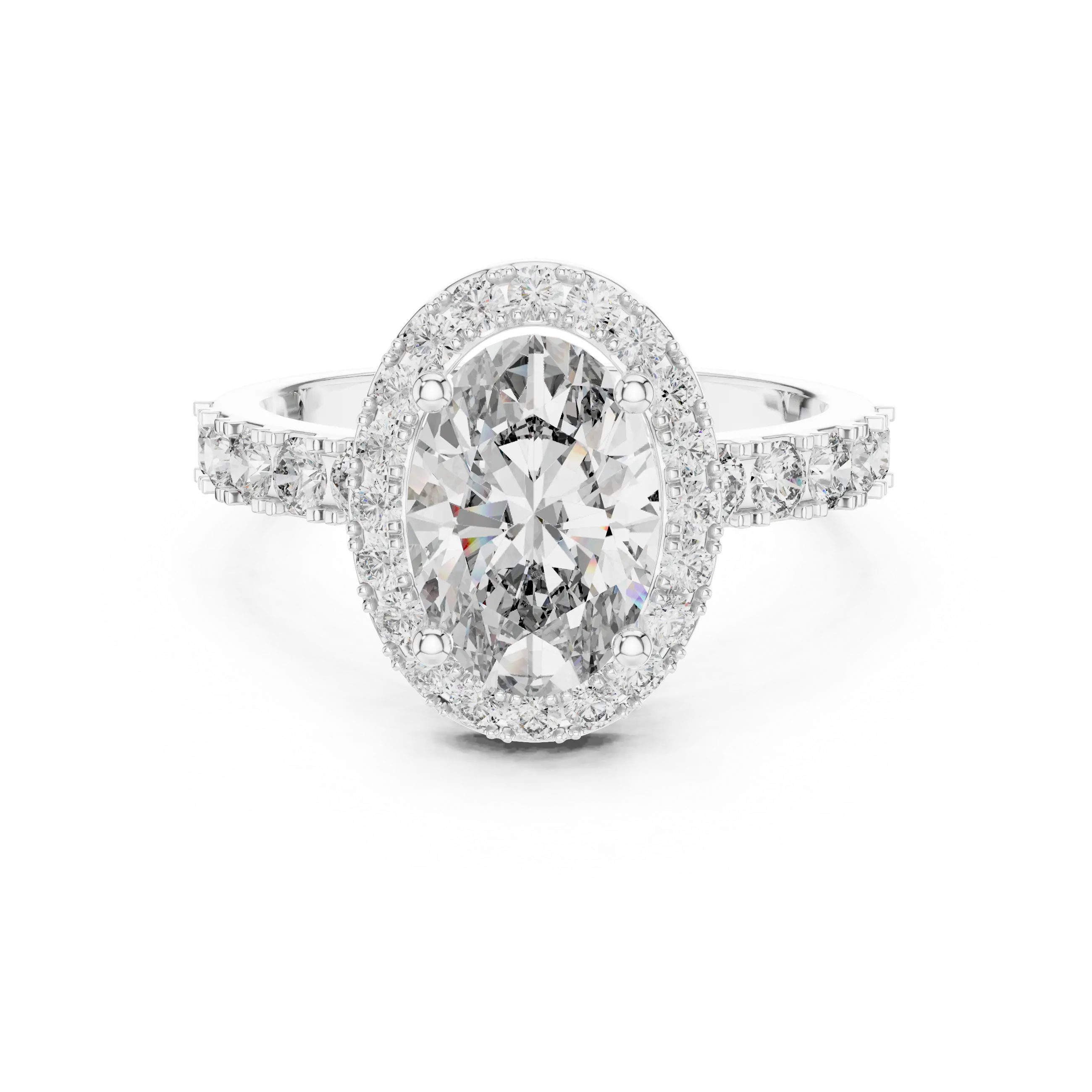 MJR019 - Oval Cut Halo Engagement Ring