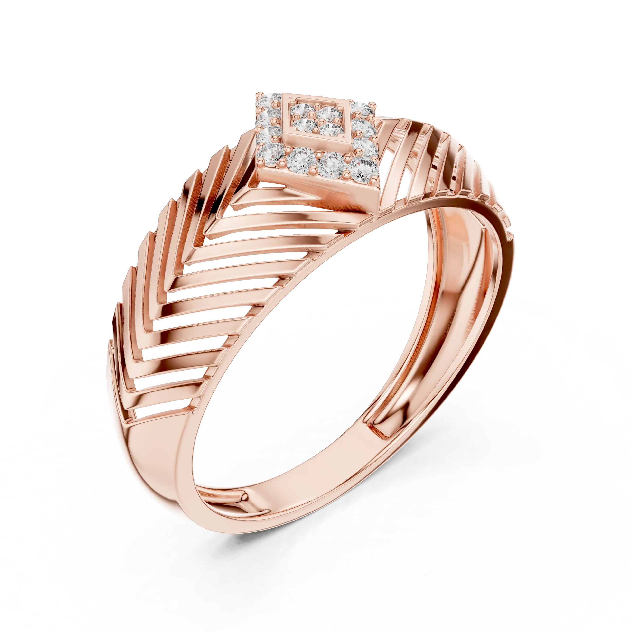 MJBS58 - Rhombus Cluster Diamond Statement Ring