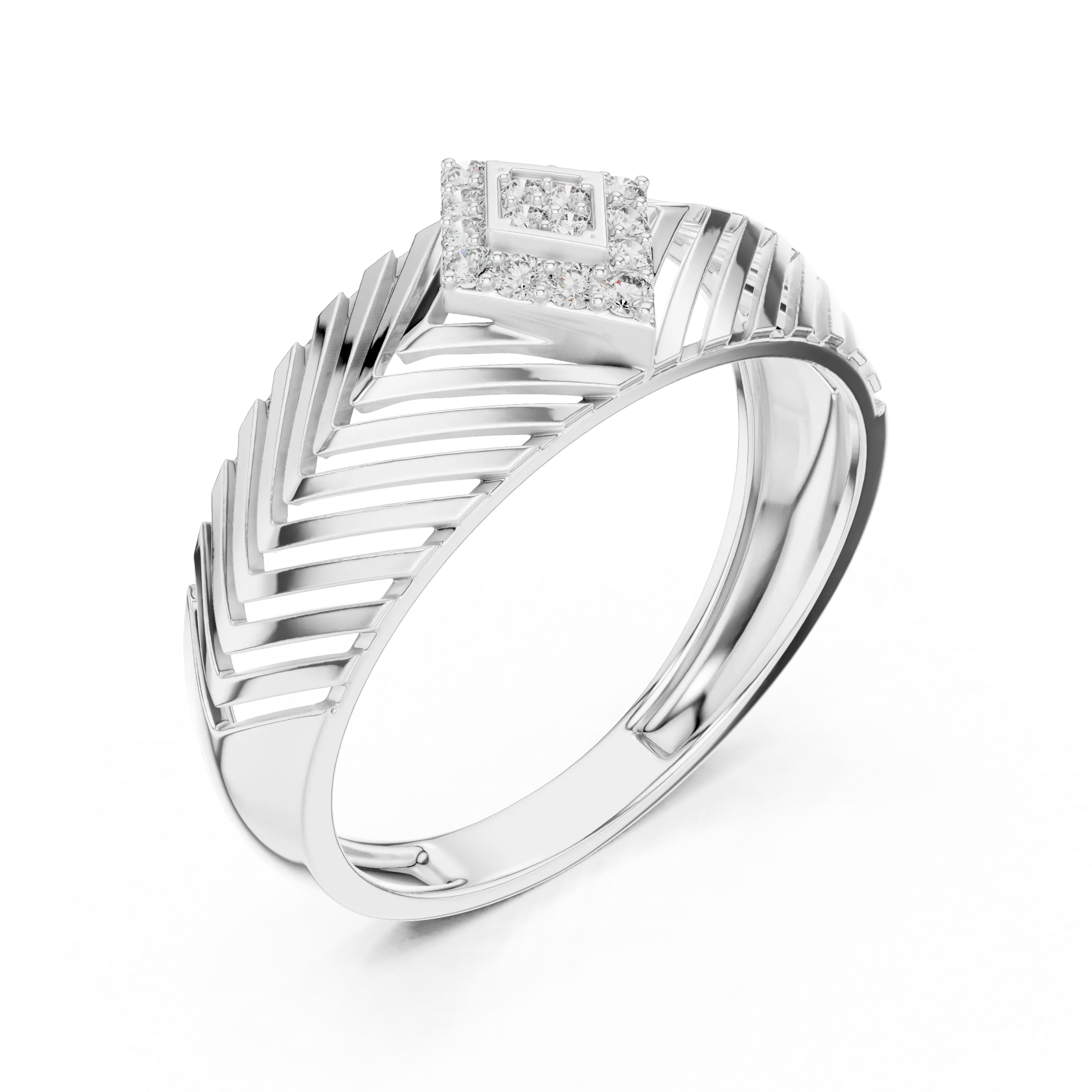 MJBS58 - Rhombus Cluster Diamond Statement Ring