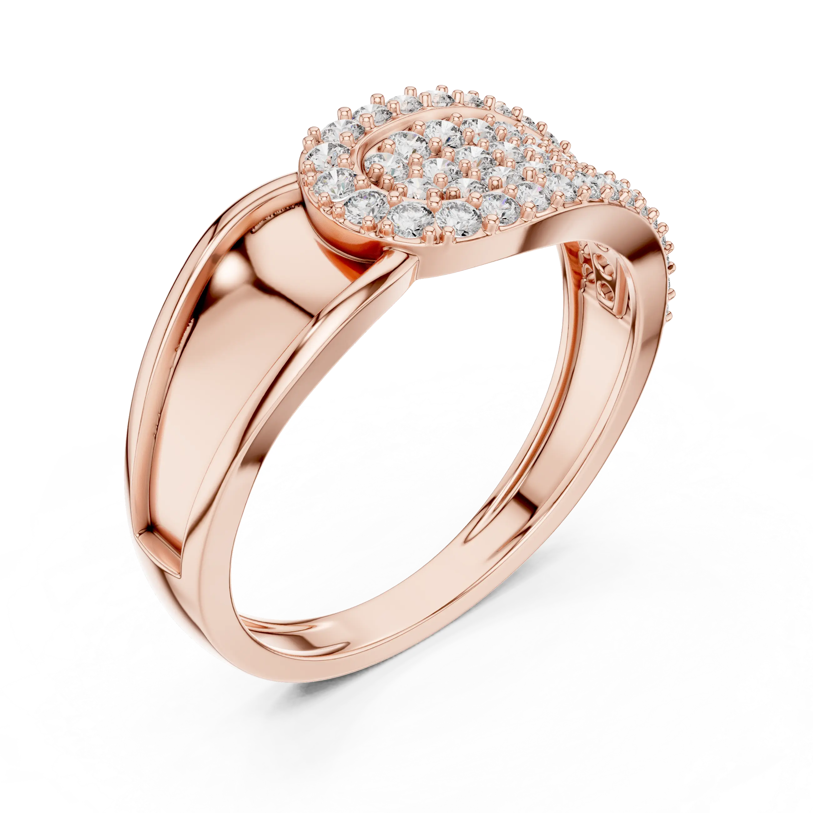 MJAR005 - Asymmetric Teardrop Medallion Wide Statement Ring
