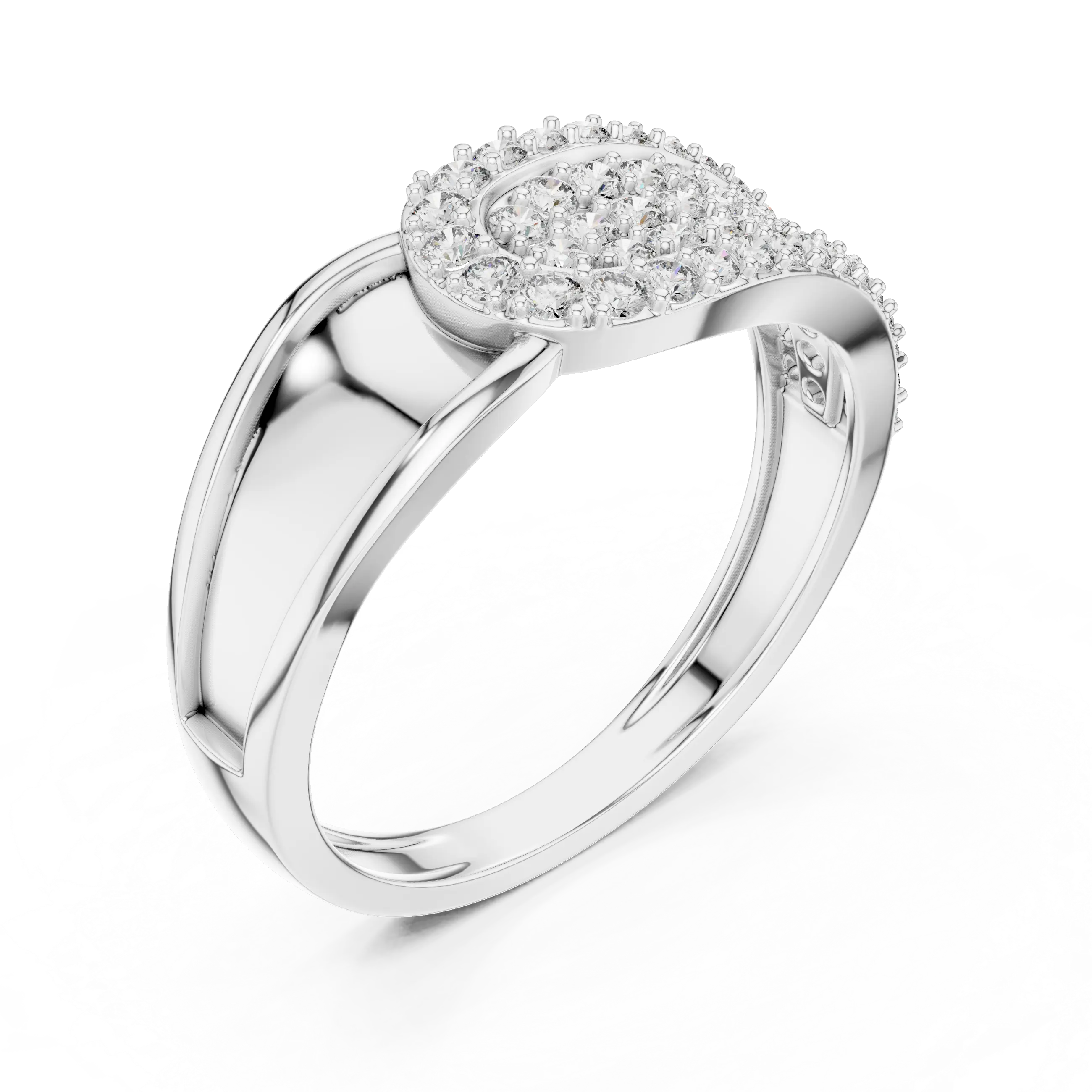 MJAR005 - Asymmetric Teardrop Medallion Wide Statement Ring
