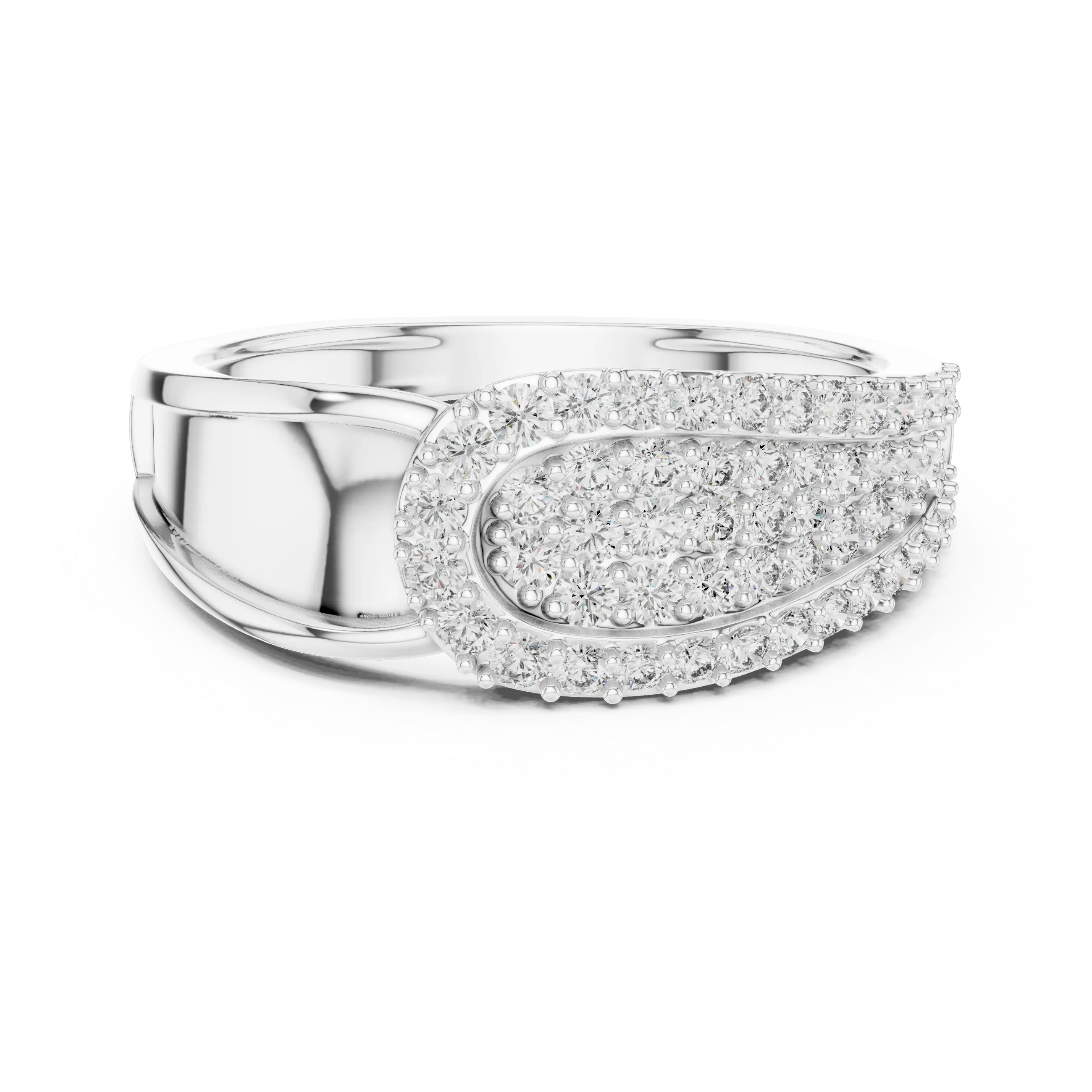 MJAR005 - Asymmetric Teardrop Medallion Wide Statement Ring