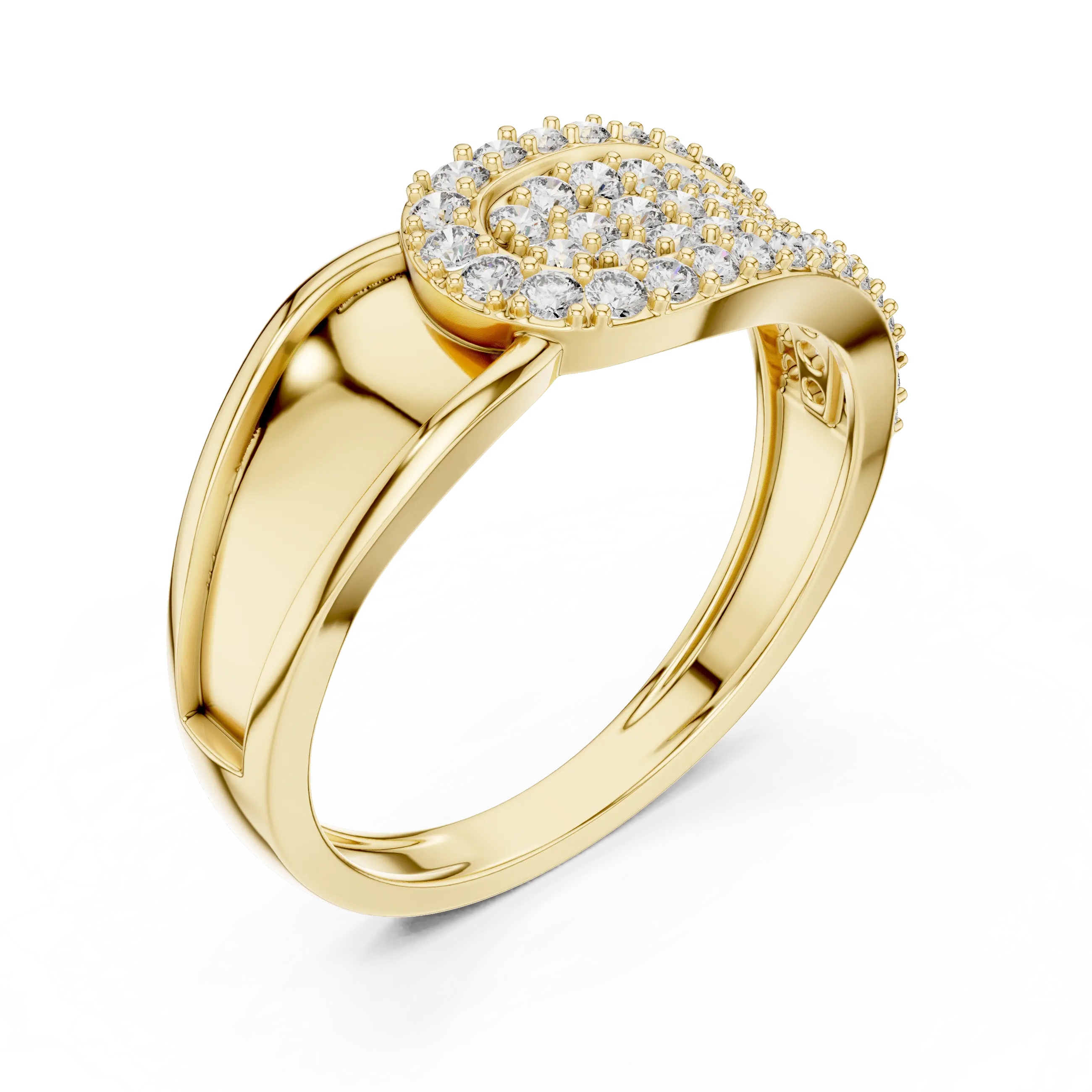 MJAR005 - Asymmetric Teardrop Medallion Wide Statement Ring