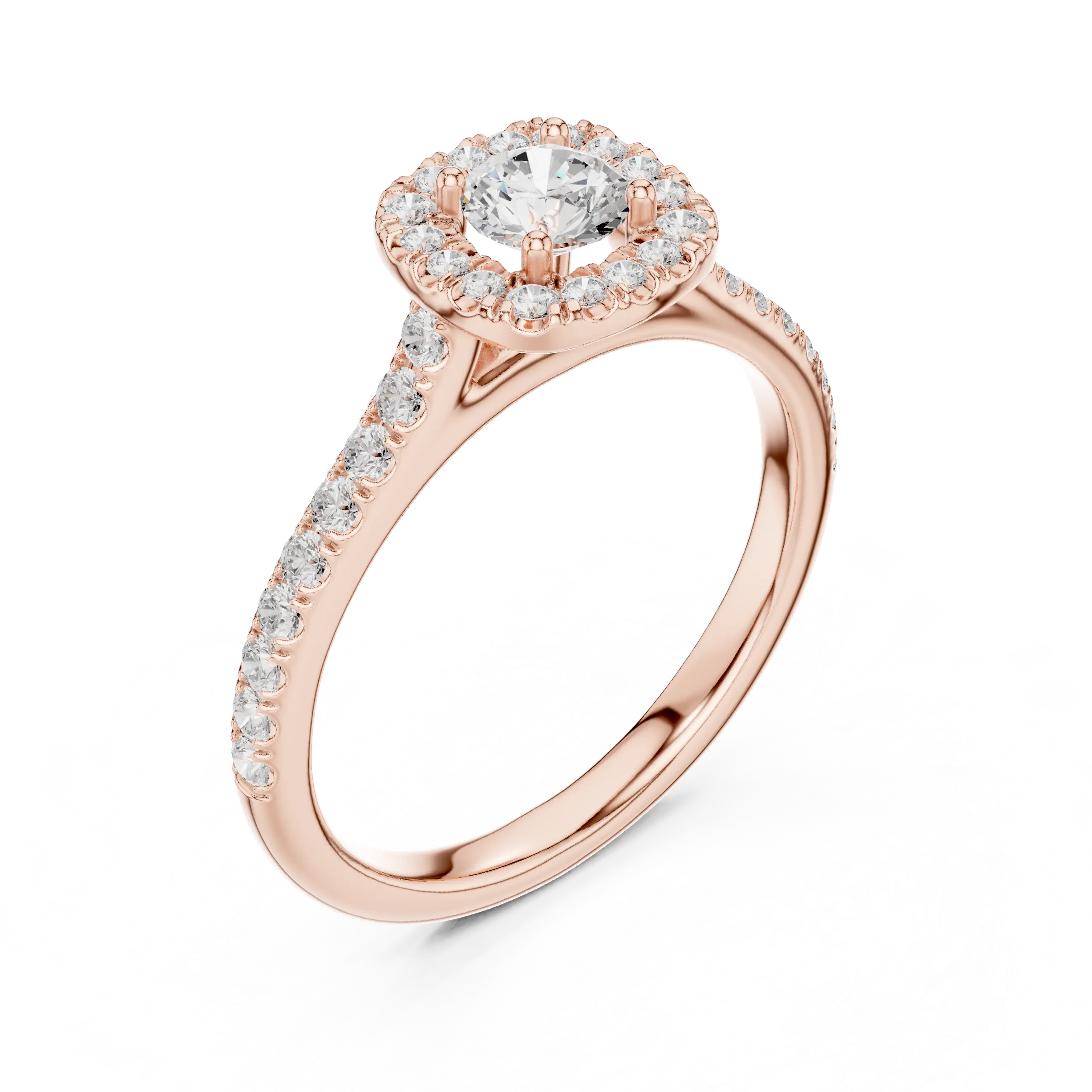 MJR0102 - Round Center Stone Enclosed in Square Halo Setting