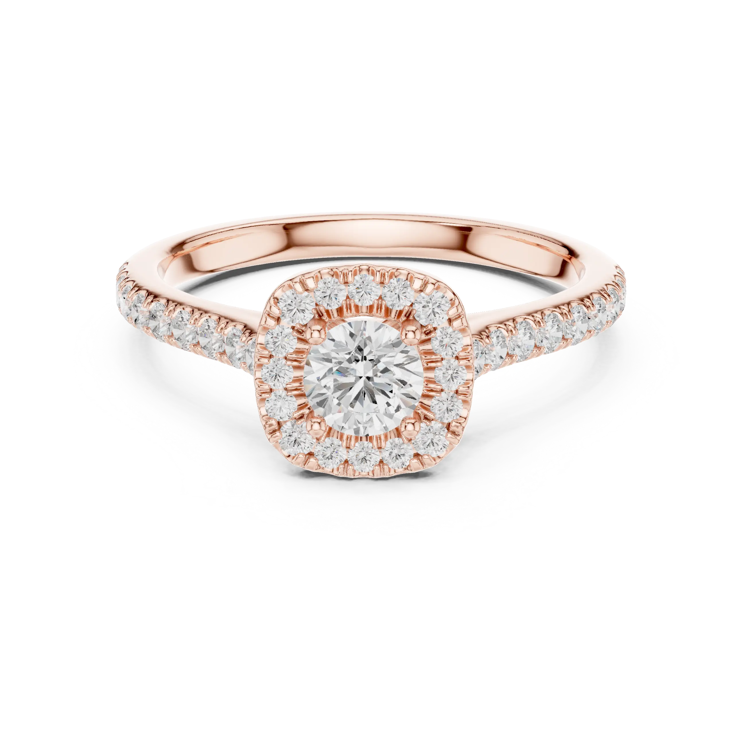 MJR0102 - Round Center Stone Enclosed in Square Halo Setting