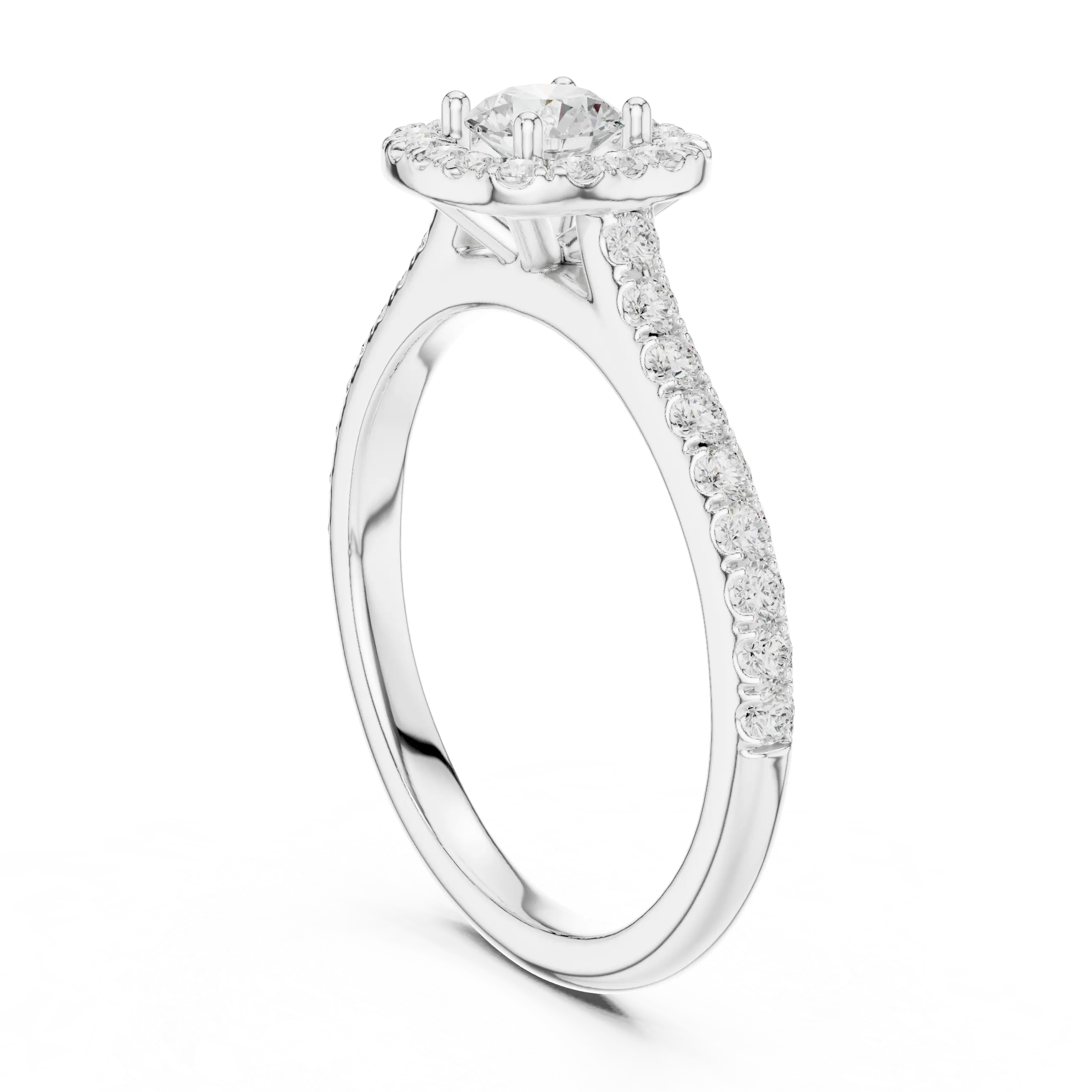 MJR0102 - Round Center Stone Enclosed in Square Halo Setting