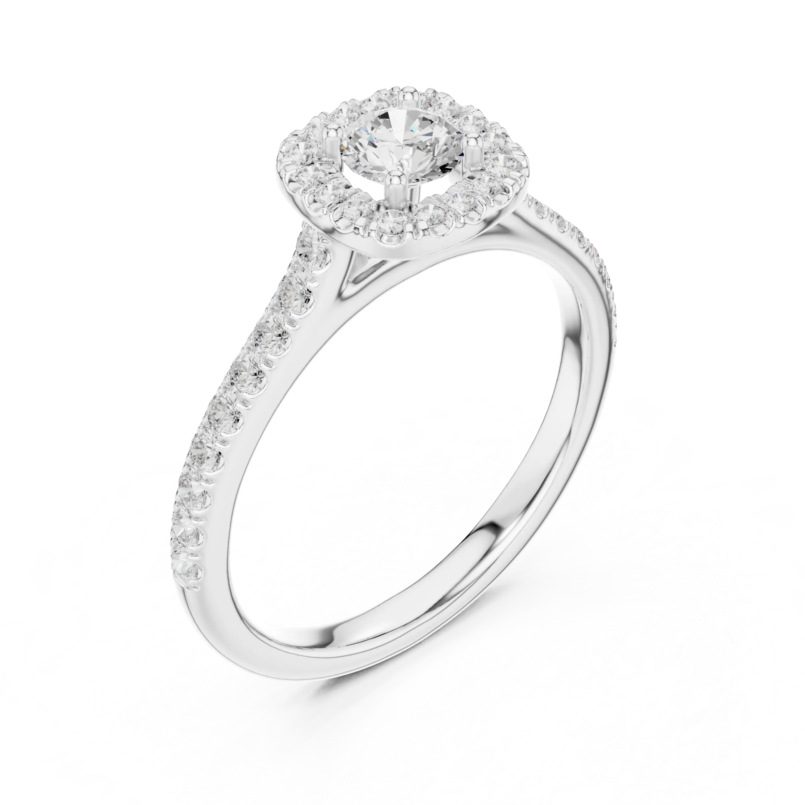 MJR0102 - Round Center Stone Enclosed in Square Halo Setting