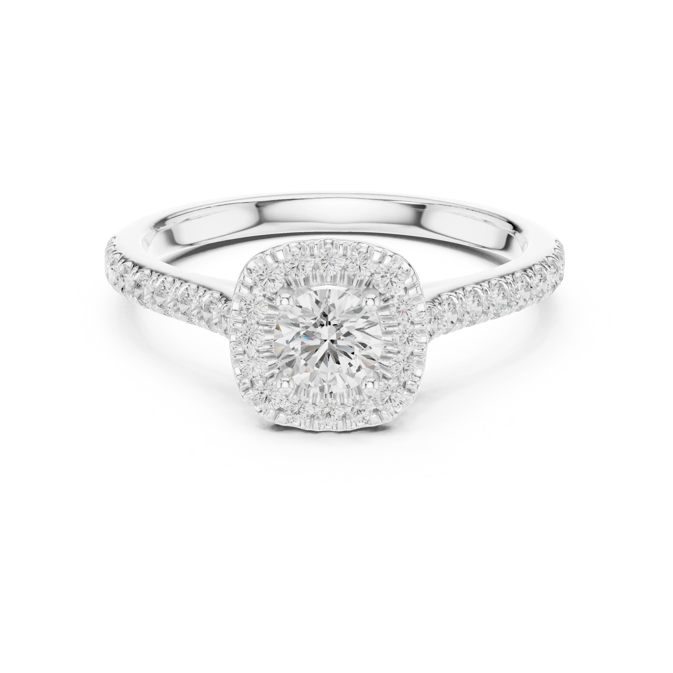 MJR0102 - Round Center Stone Enclosed in Square Halo Setting