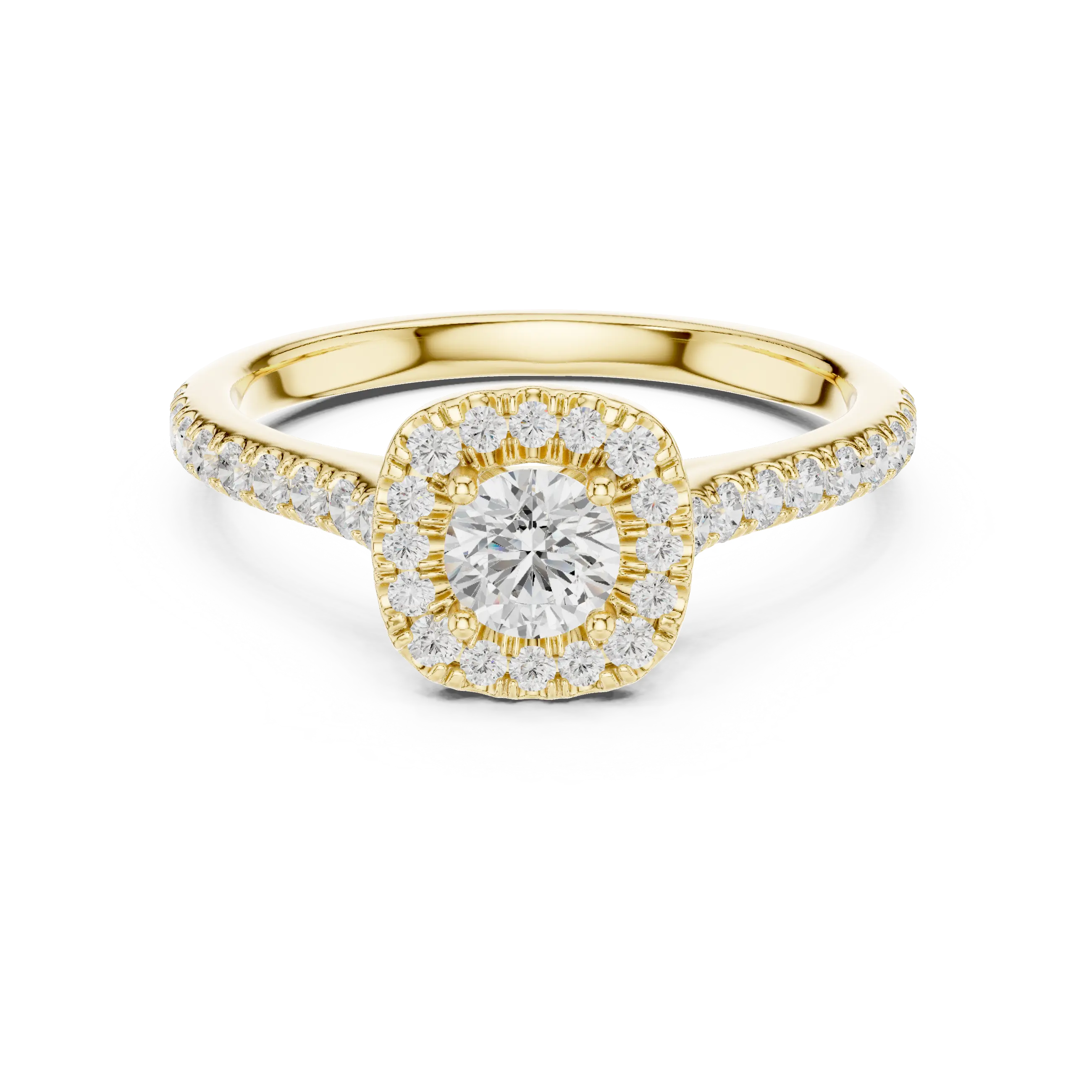 MJR0102 - Round Center Stone Enclosed in Square Halo Setting
