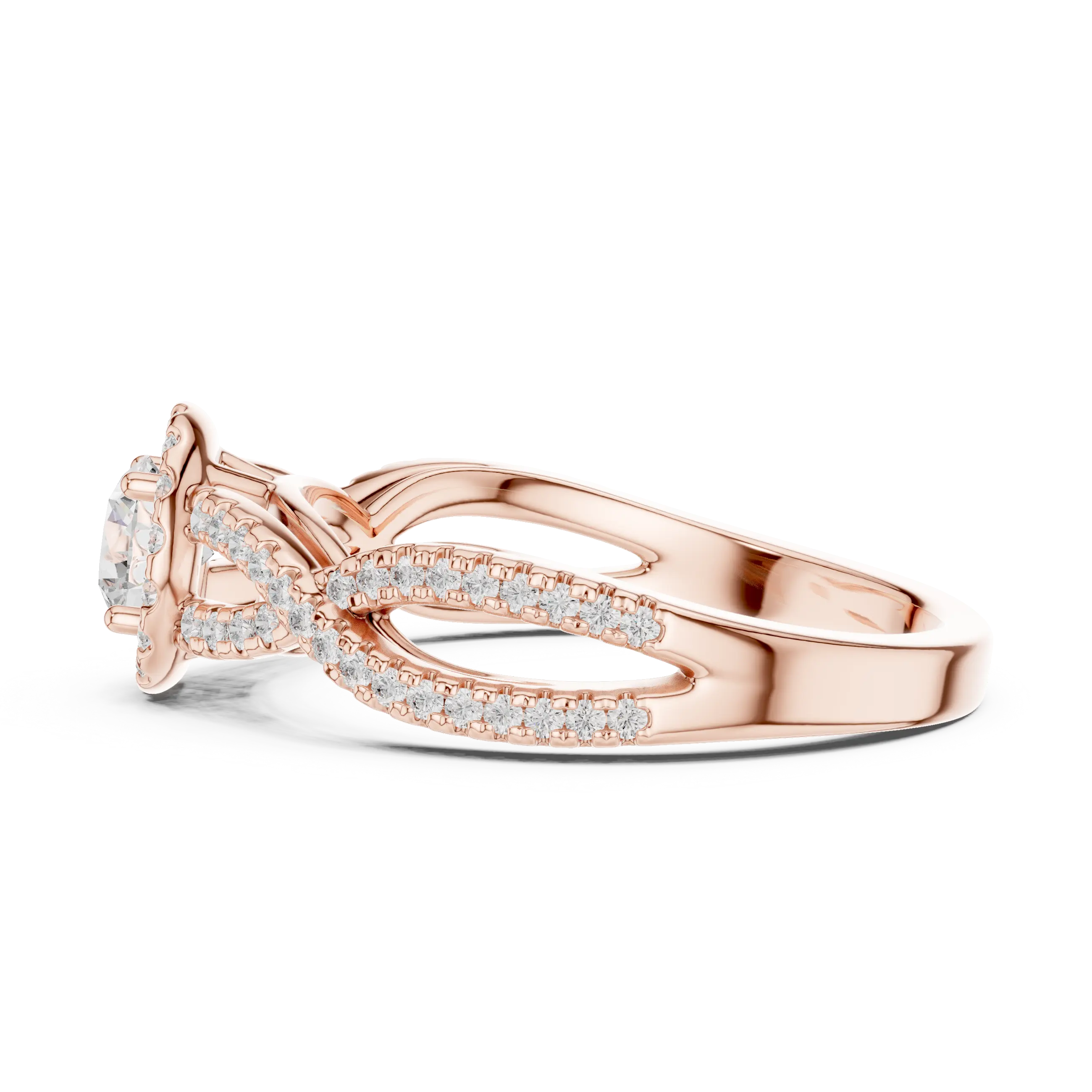 MJR0104 - Woven Twisted Band Halo Solitaire with Round Center