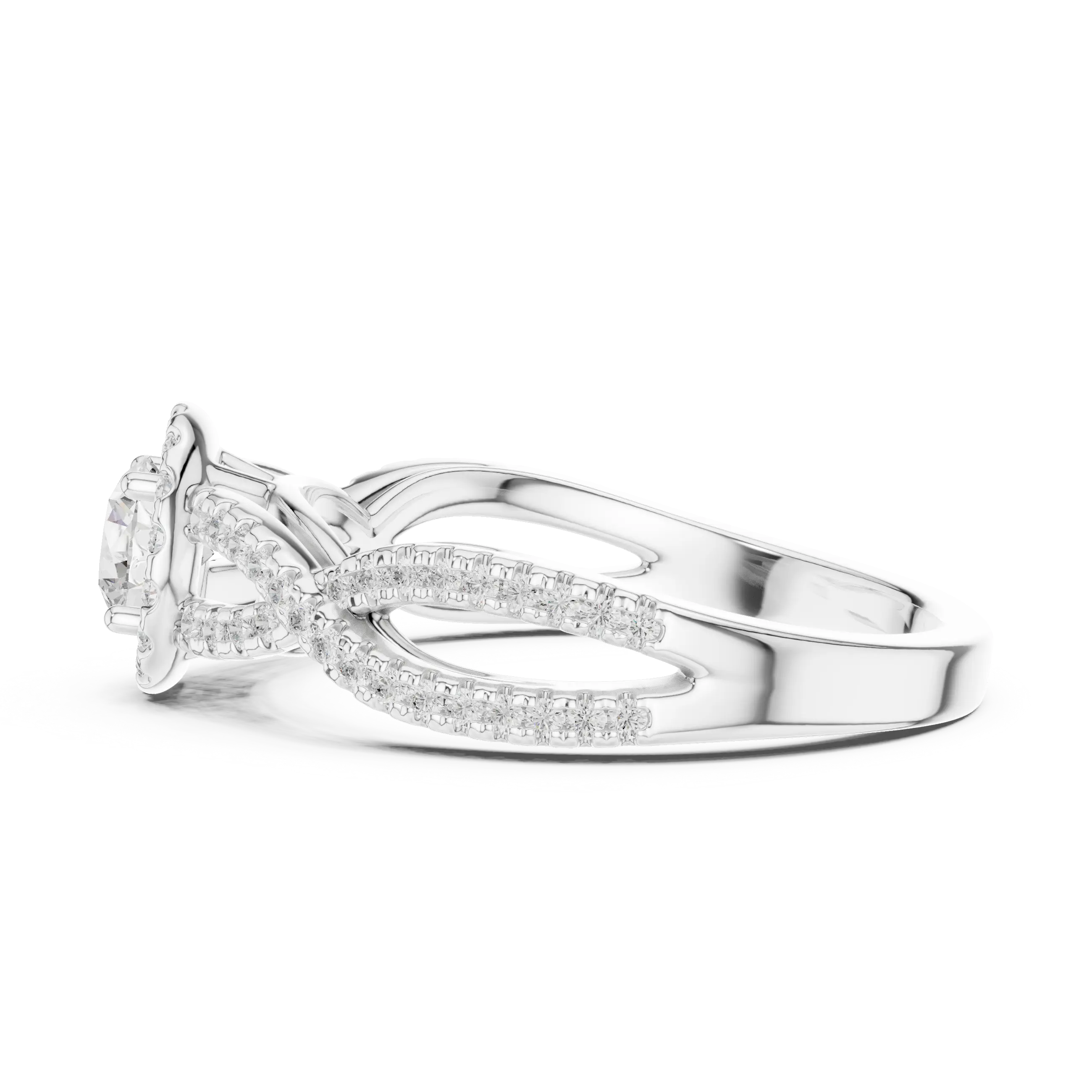 MJR0104 - Woven Twisted Band Halo Solitaire with Round Center