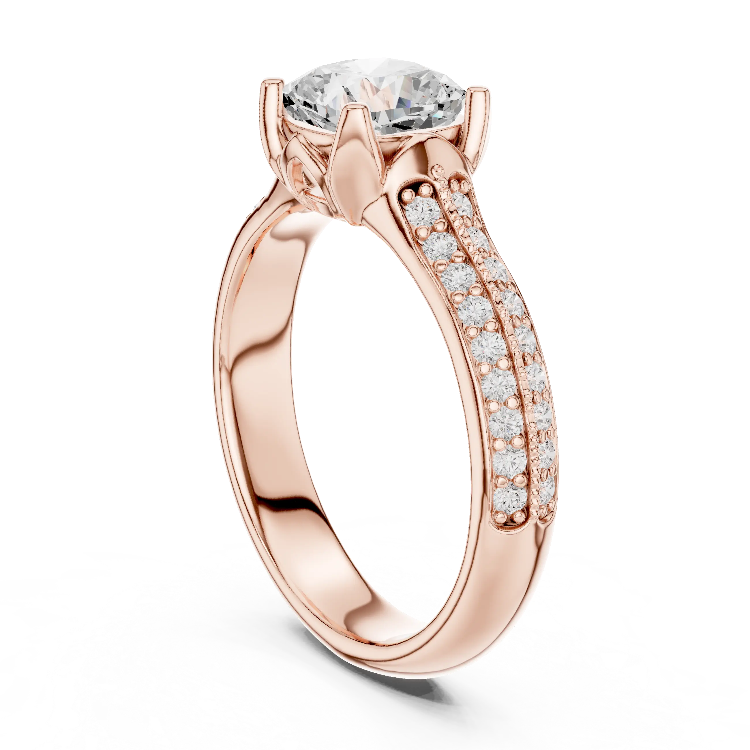 MJR0105 - Cushion Cut Solitaire Ring with Milgrain Channel Accents