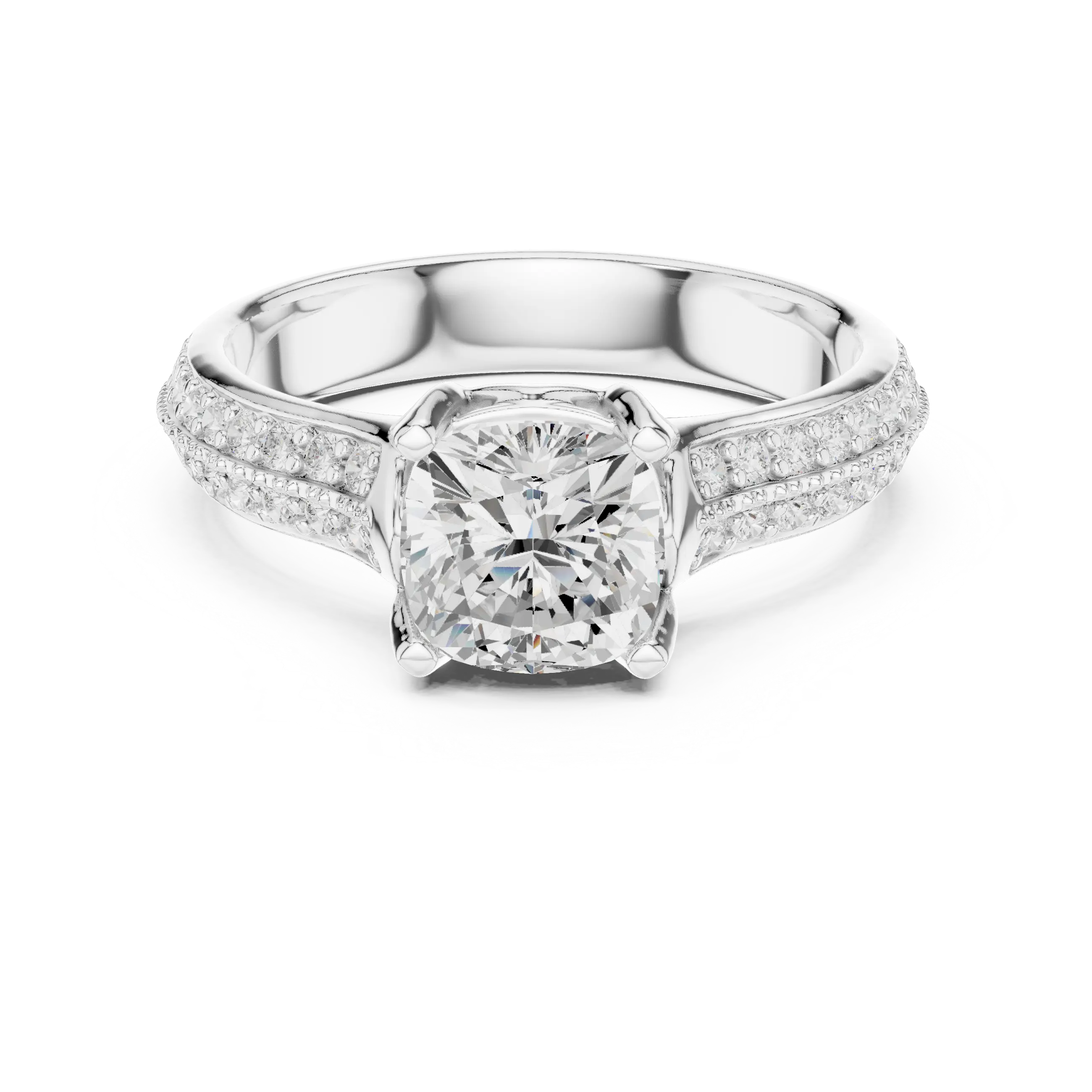 MJR0105 - Cushion Cut Solitaire Ring with Milgrain Channel Accents