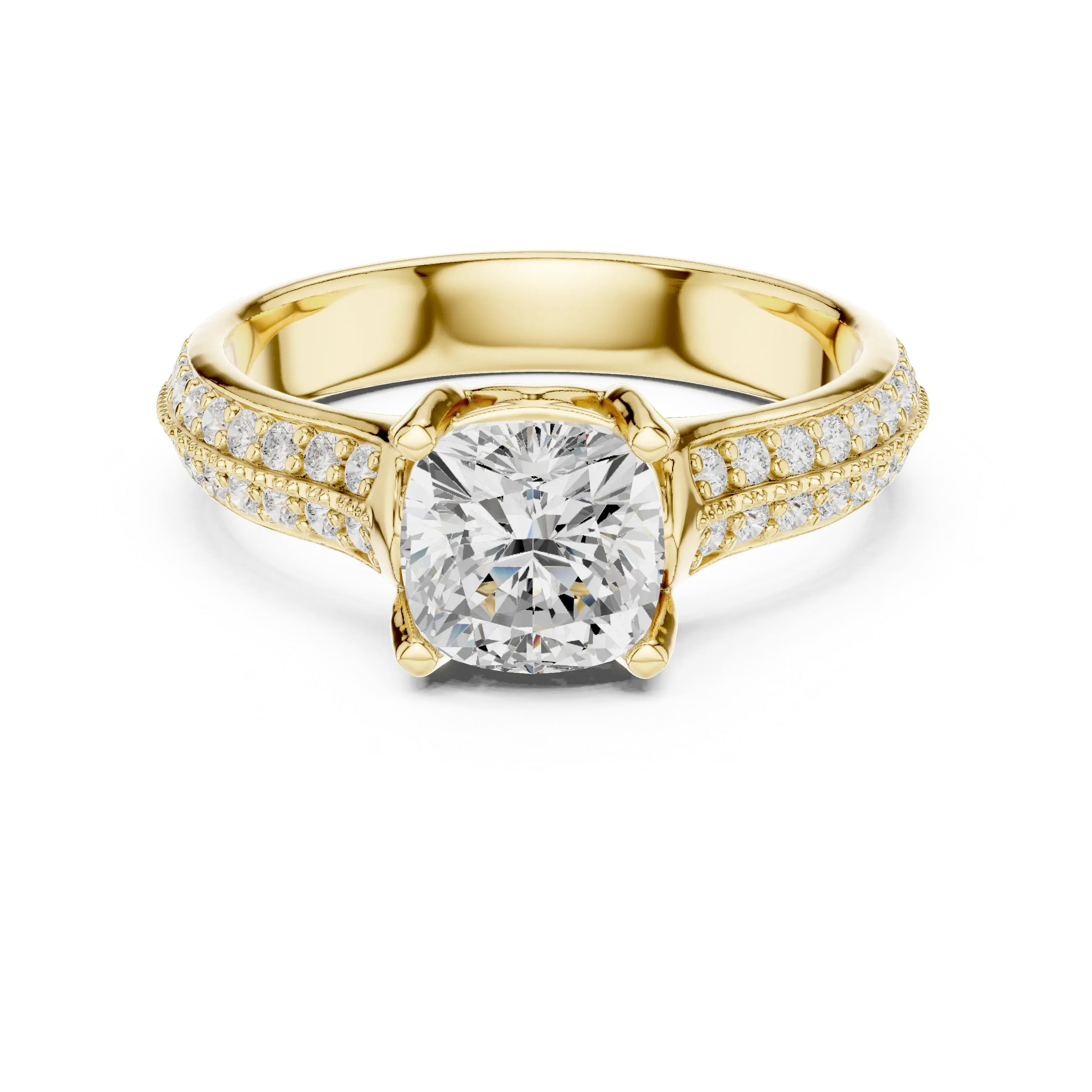 MJR0105 - Cushion Cut Solitaire Ring with Milgrain Channel Accents