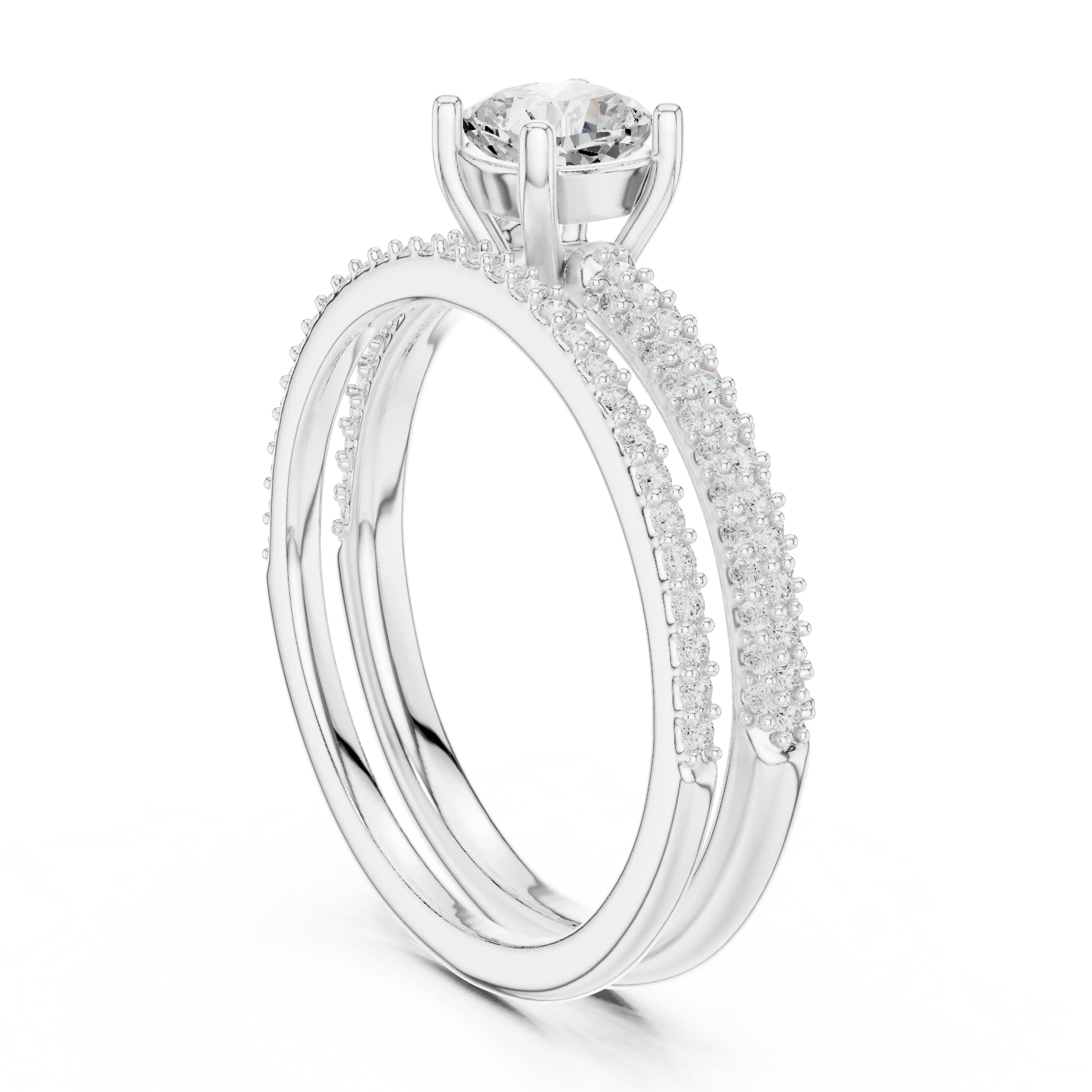 MJTW7 - Shimmering Dual Strand Cushion Accent Bridal Set