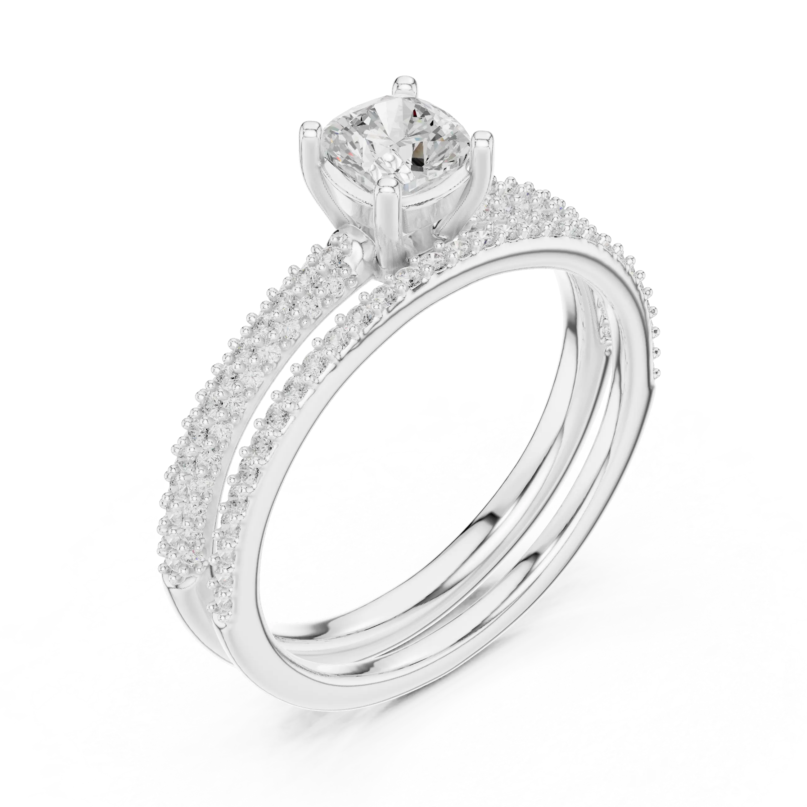 MJTW7 - Shimmering Dual Strand Cushion Accent Bridal Set
