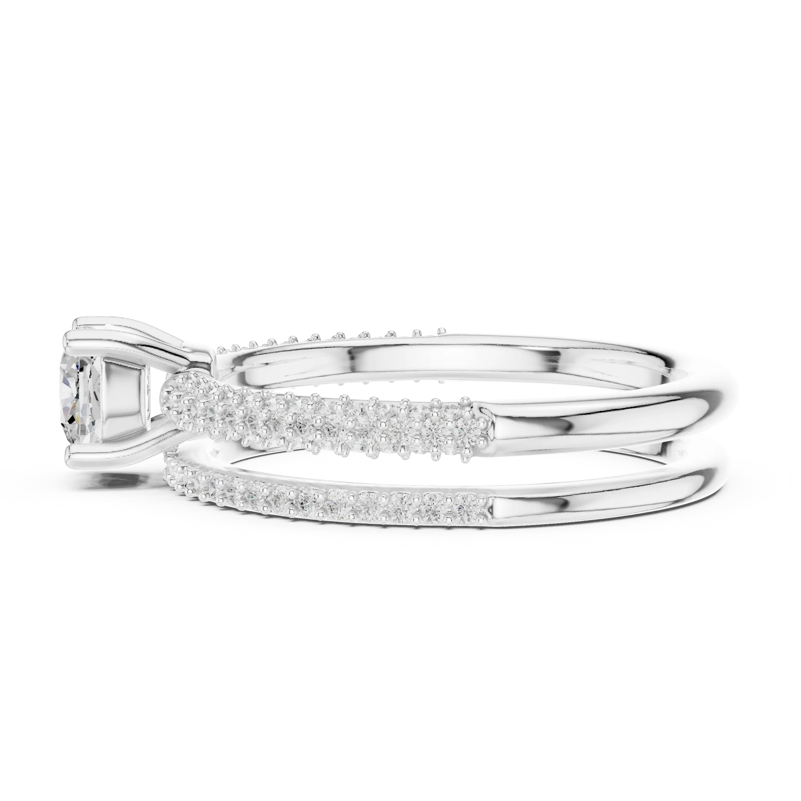 MJTW7 - Shimmering Dual Strand Cushion Accent Bridal Set