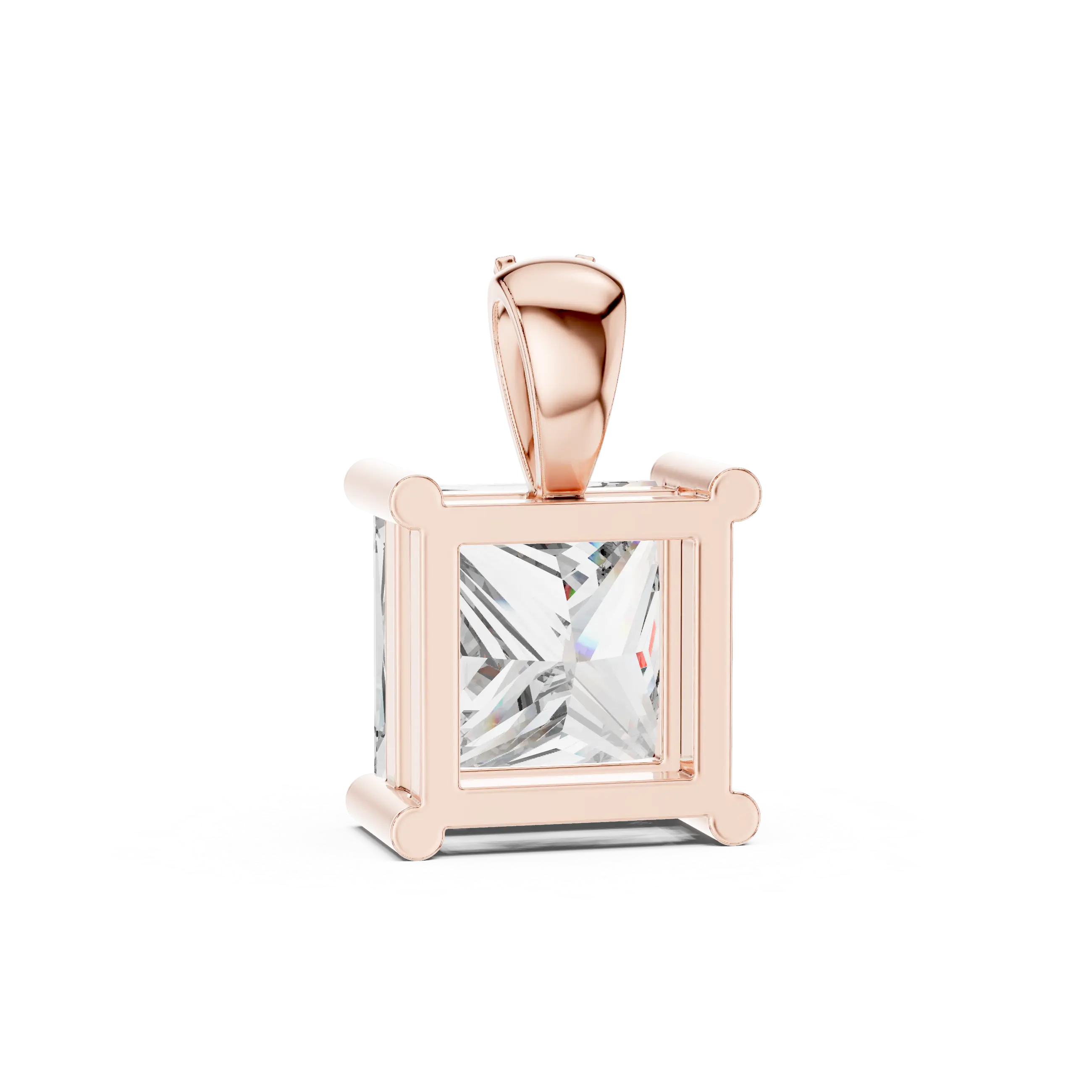 MJP09 - Princess-Cut Solitaire Pendant with Pave Accent Bail