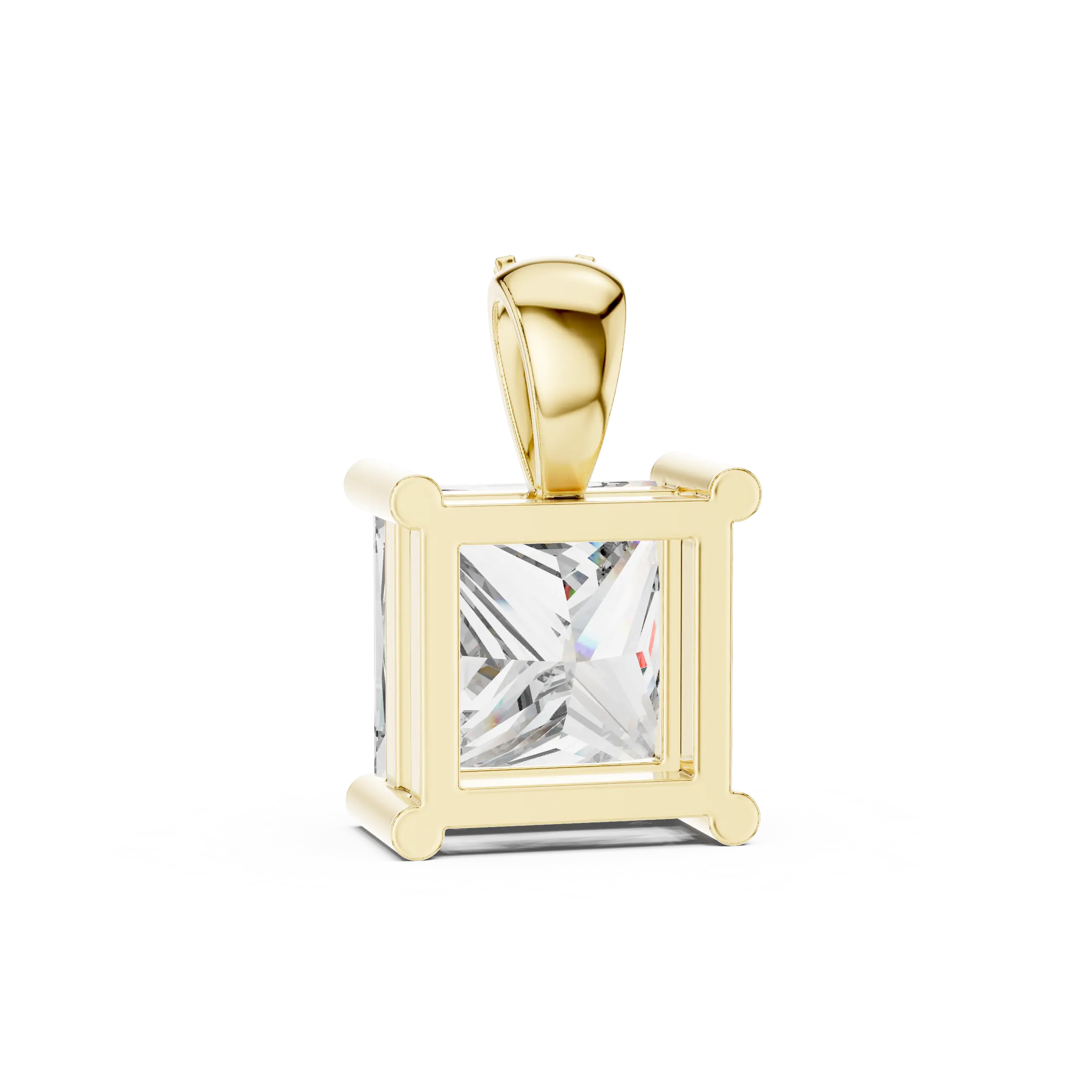 MJP09 - Princess-Cut Solitaire Pendant with Pave Accent Bail