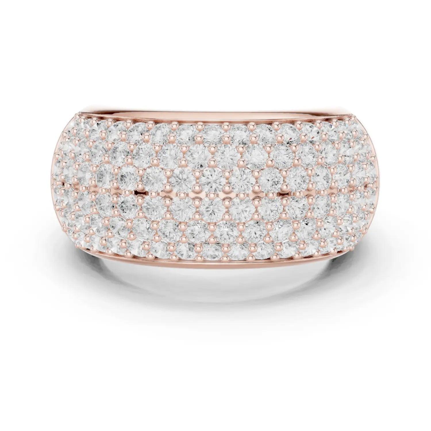 MJA021 - Micro Pavé Domed Cocktail Ring with Tapered Band