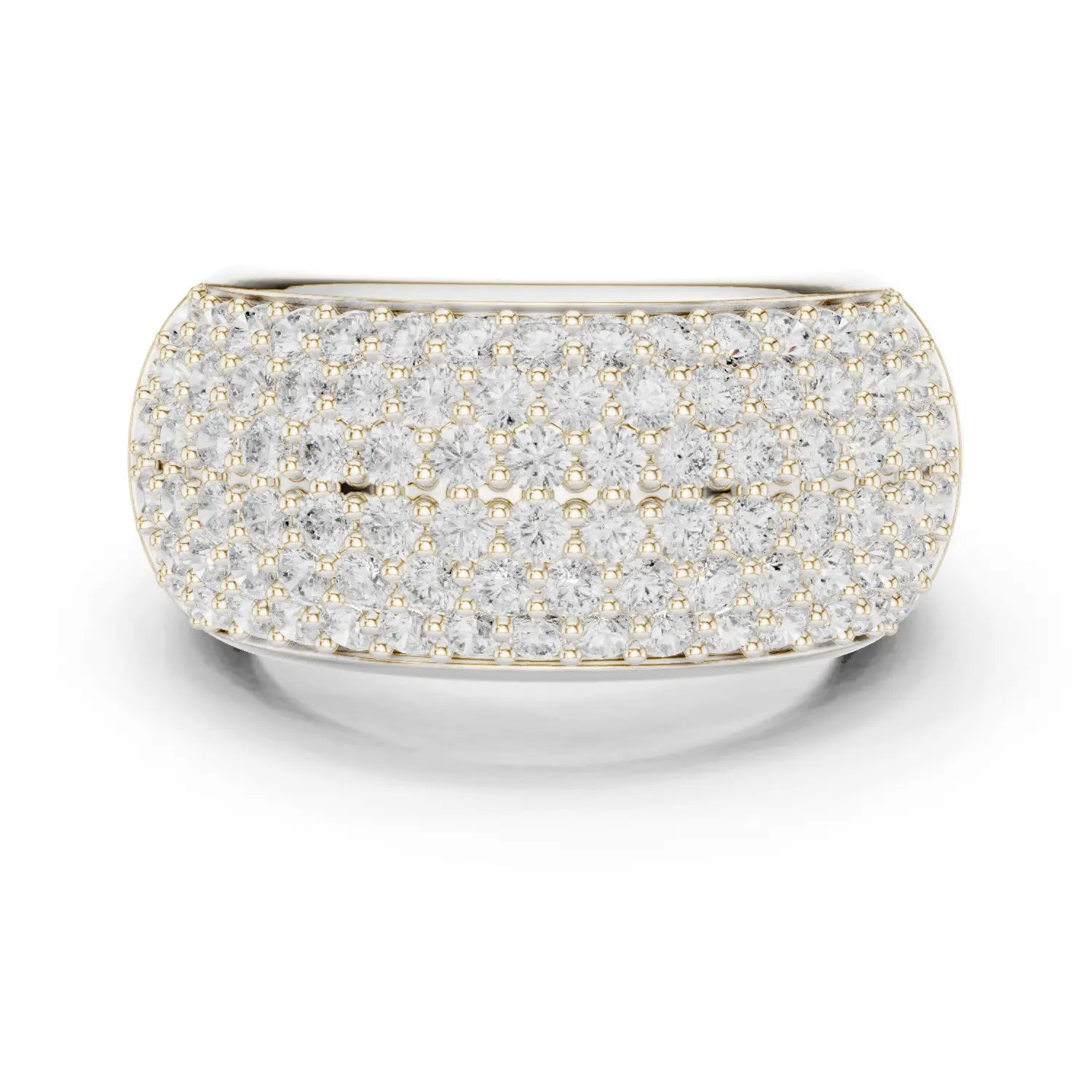 MJA021 - Micro Pavé Domed Cocktail Ring with Tapered Band