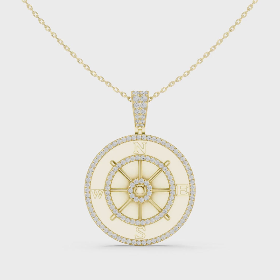 MJP23 - Cardinal Points Ship Wheel Emblem Pendant