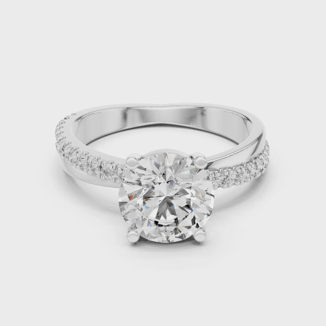 MJR044 - Classic Tapered Diamond Band Cathedral Bridal Ring