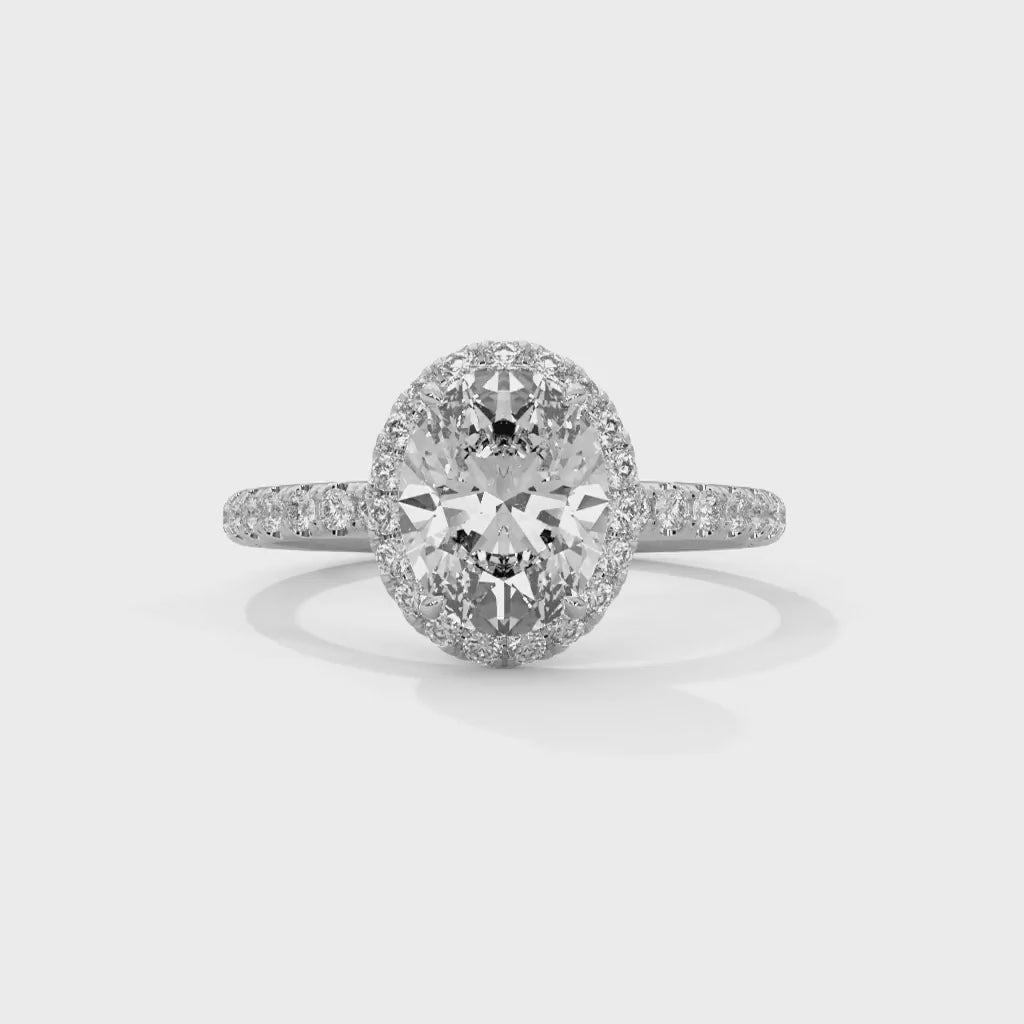 MJBS41 - Oval Cut French Pavé Halo Engagement Ring