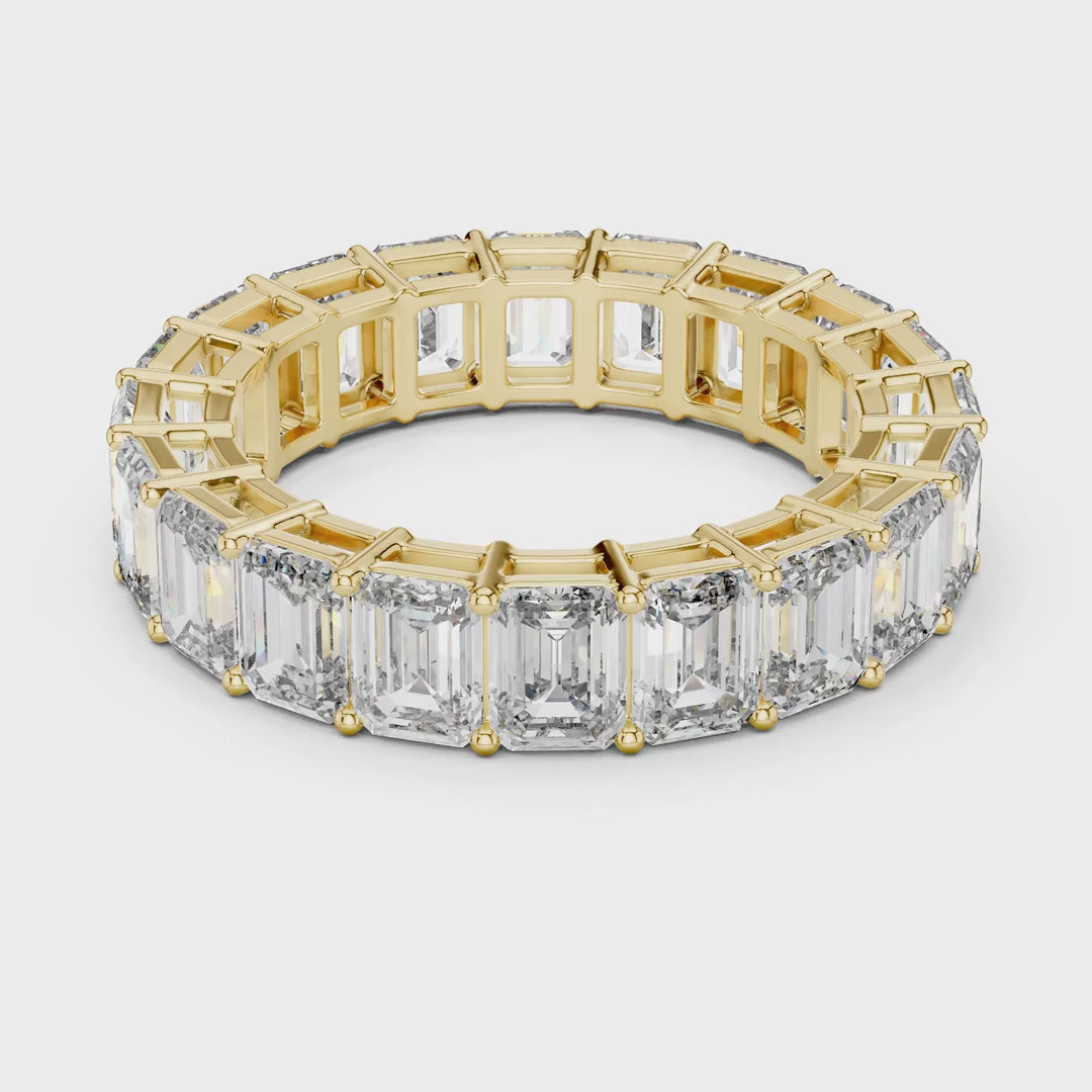 MJET003 - Emerald Cut Shared Prong Full Eternity Band